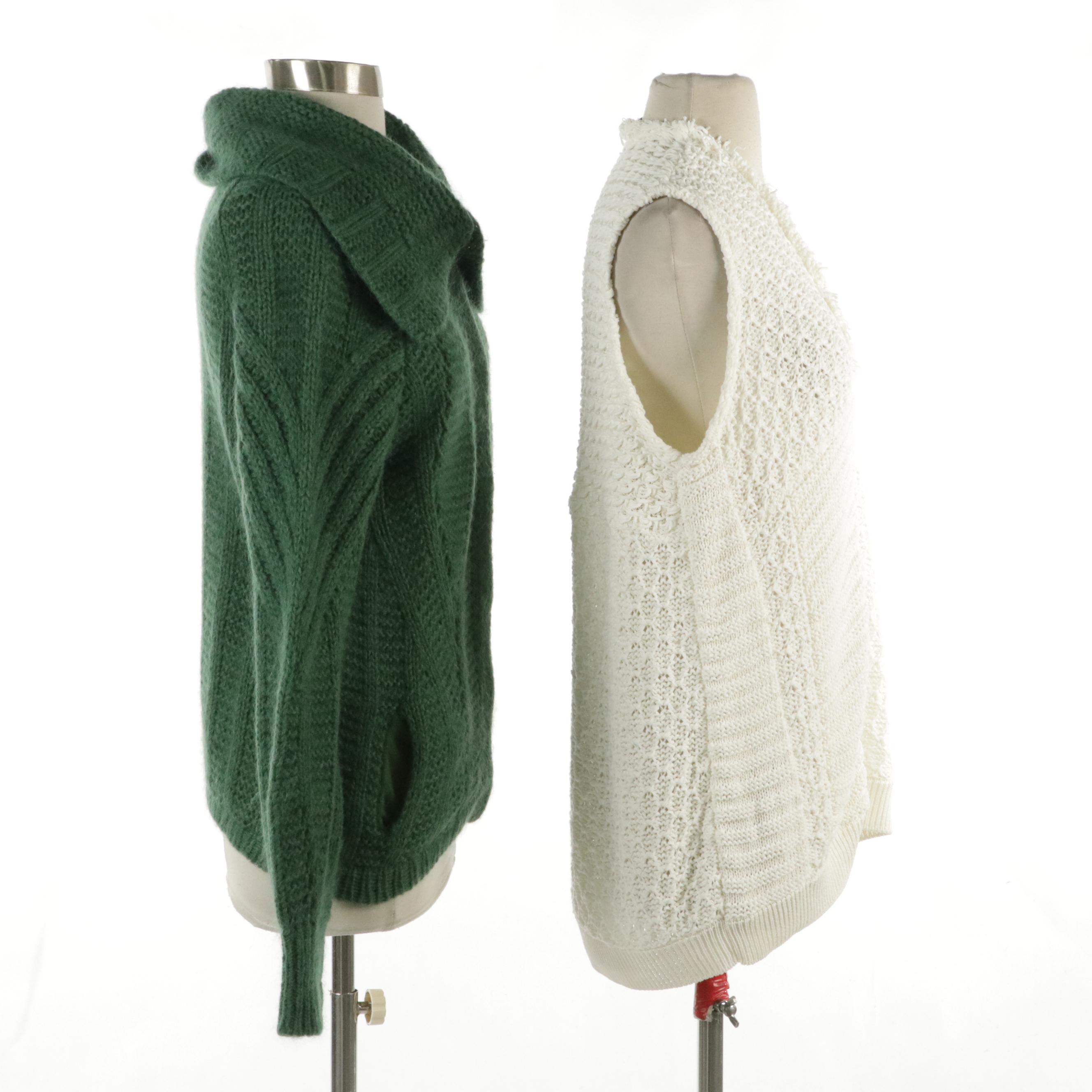 Piazza Sempione Knit Snap-Front Cardigan and Sleeveless Sweater