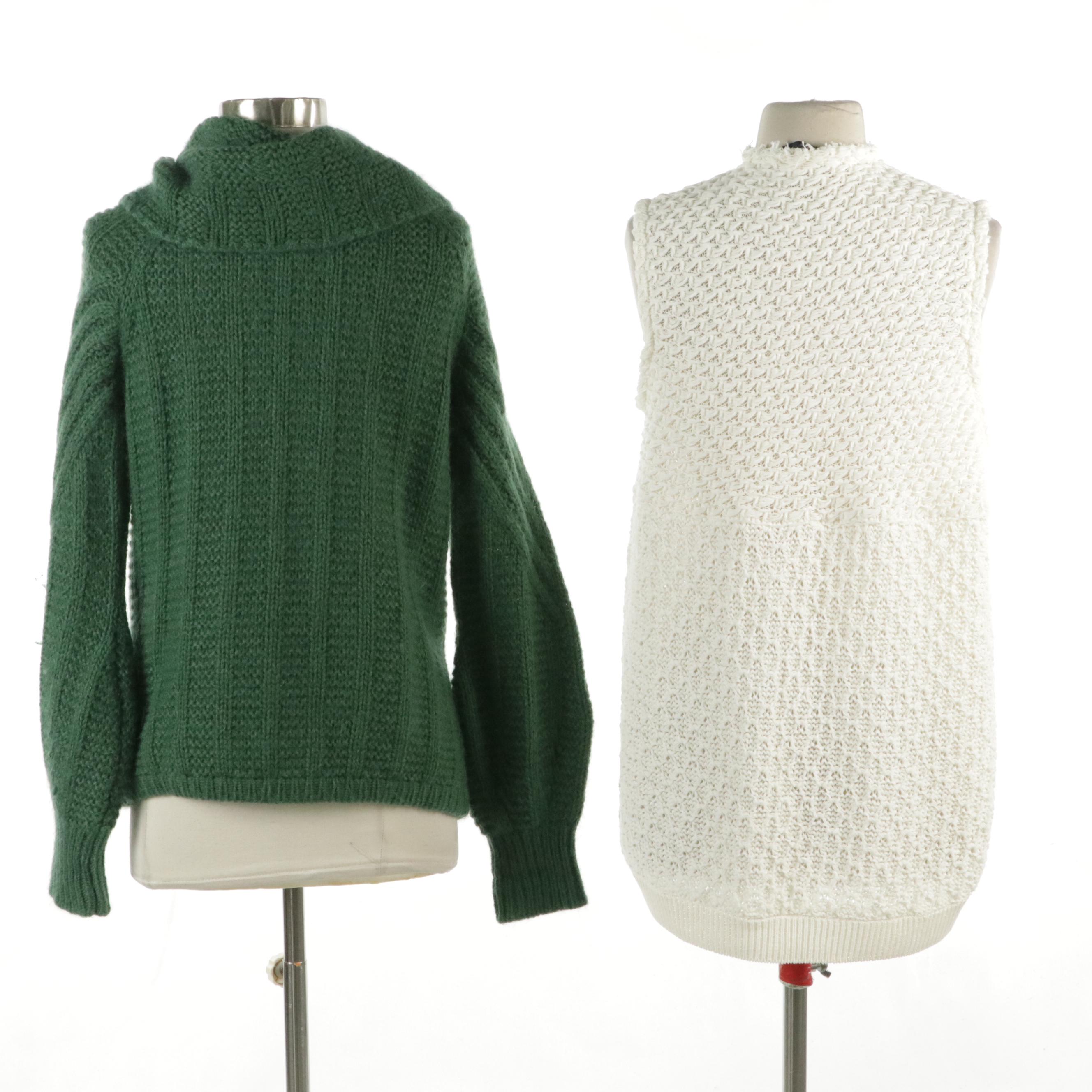Piazza Sempione Knit Snap-Front Cardigan and Sleeveless Sweater