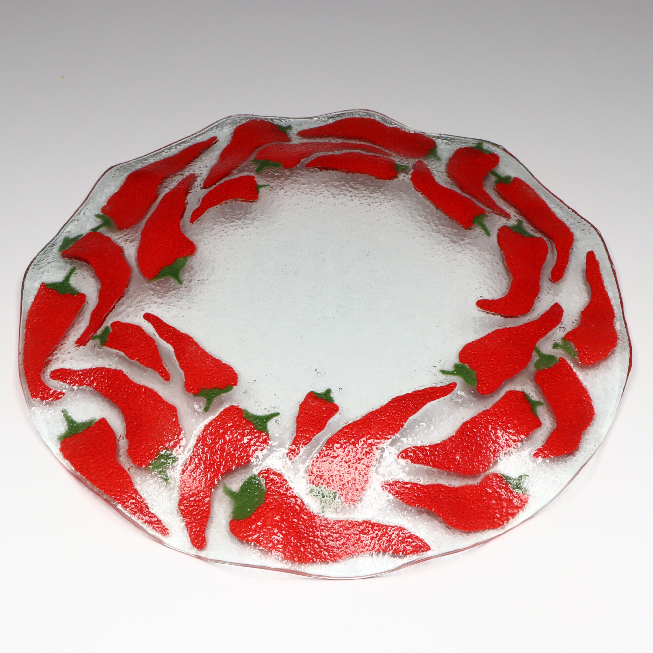 Chili Pepper Fused Glass Bowl and Plate
