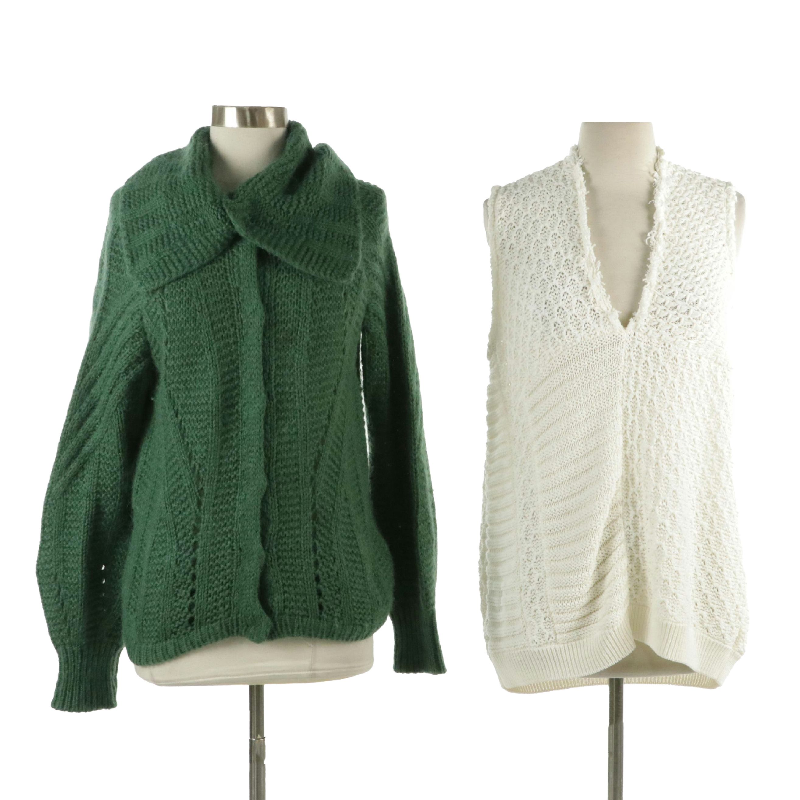 Piazza Sempione Knit Snap-Front Cardigan and Sleeveless Sweater