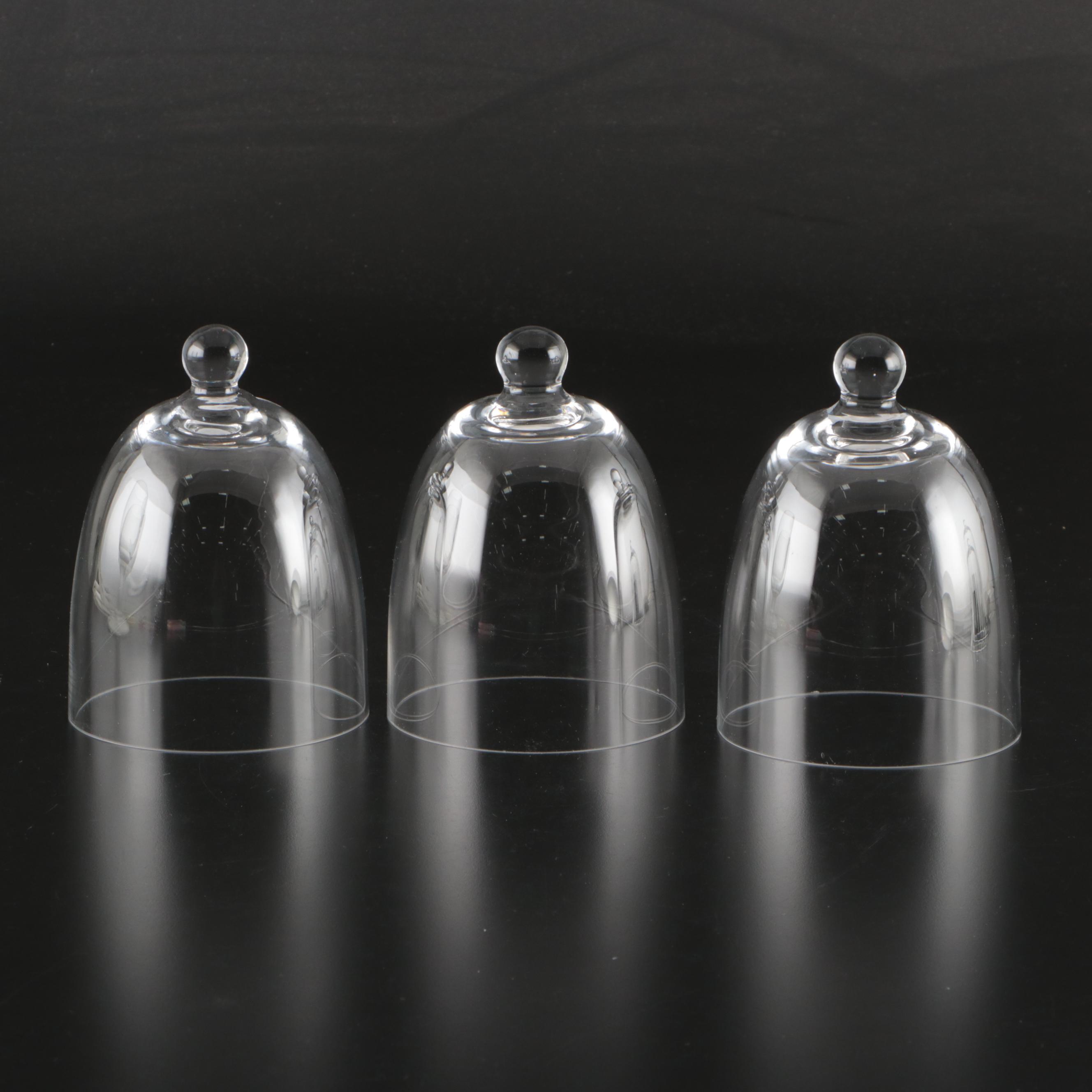 Etched Crystal Globe with Glass Pedestal Bowl and Glass Cloche Domes