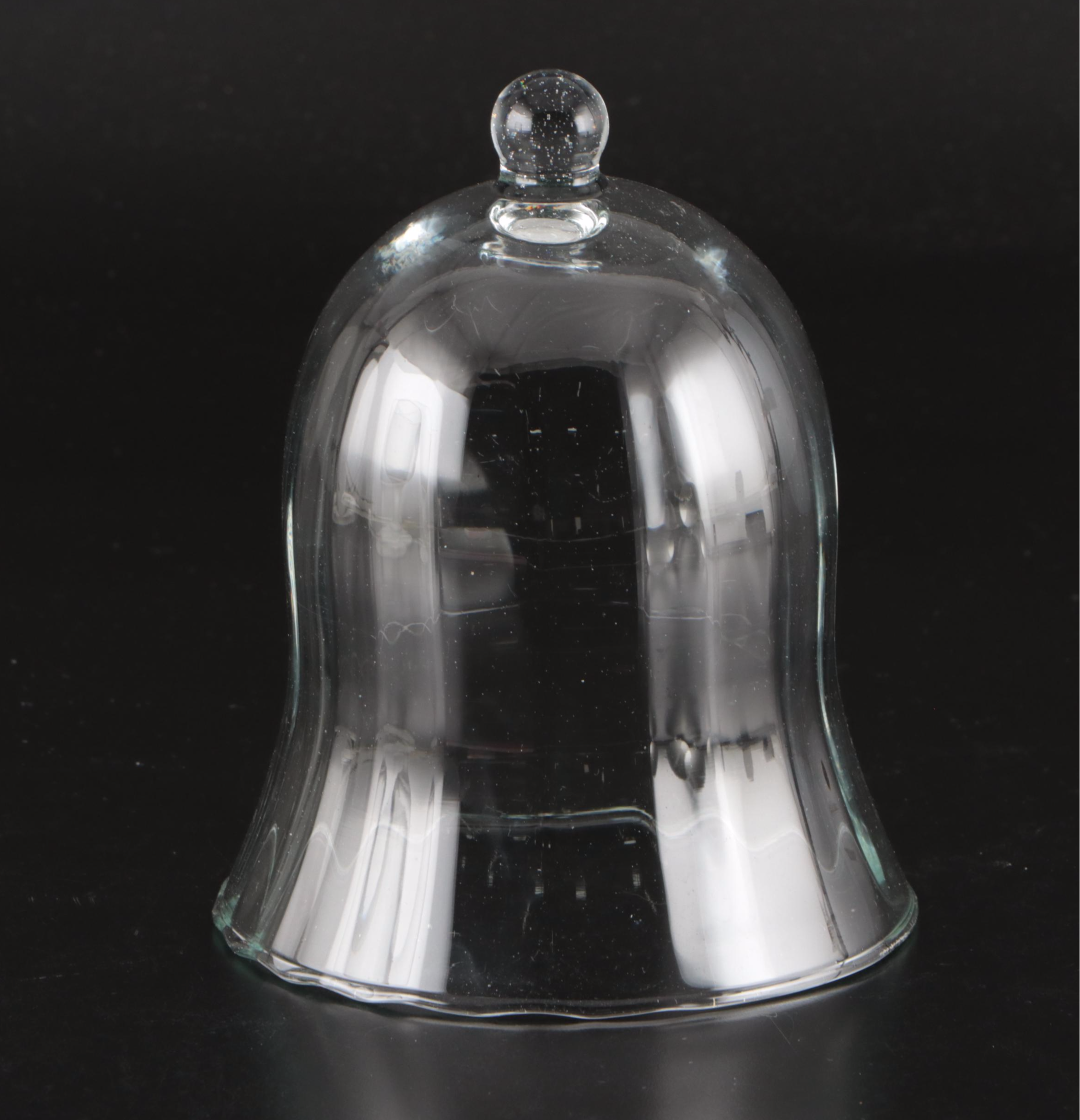 Etched Crystal Globe with Glass Pedestal Bowl and Glass Cloche Domes