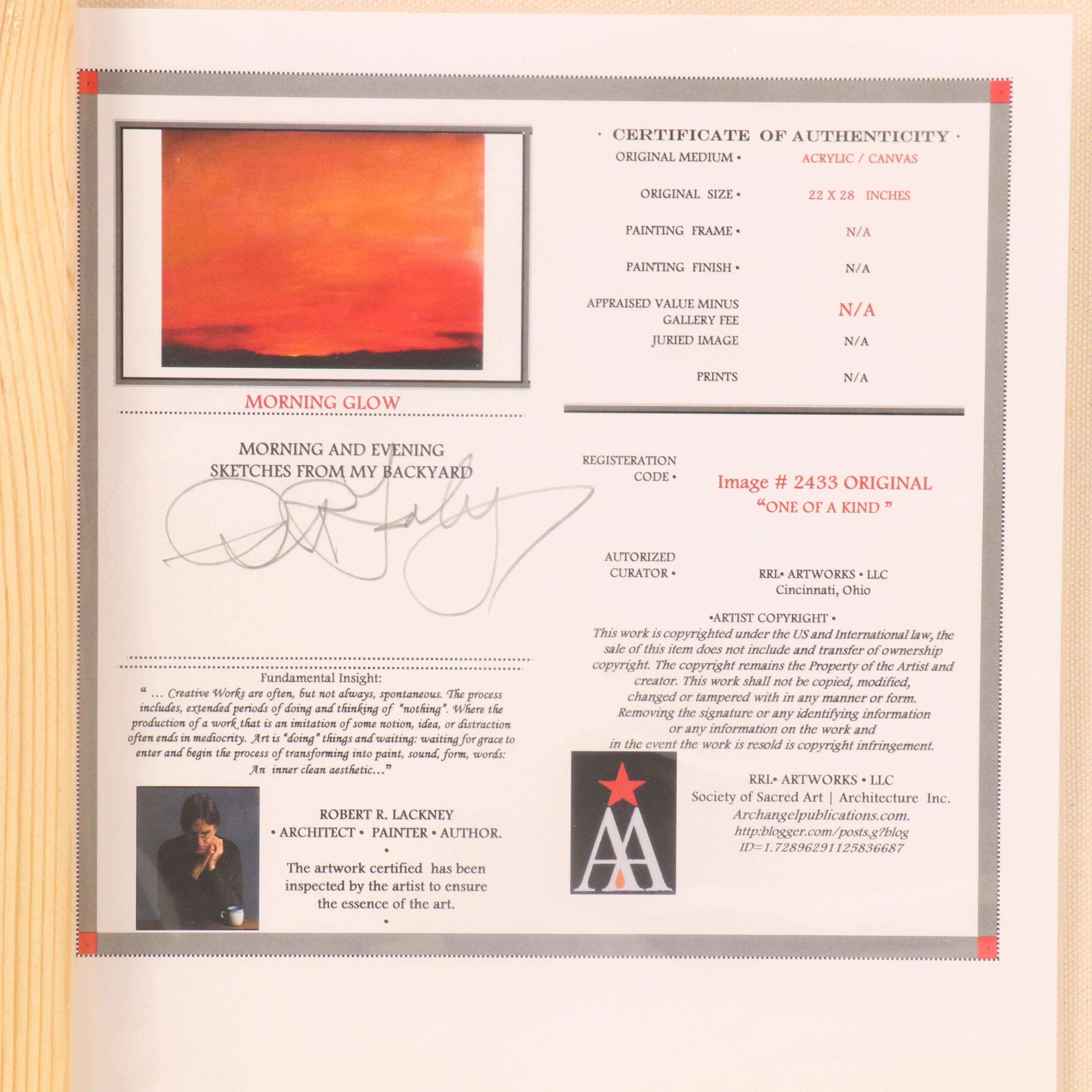 Robert Lackney Sunrise Landscape Acrylic Painting "Morning Glow," 21st Century