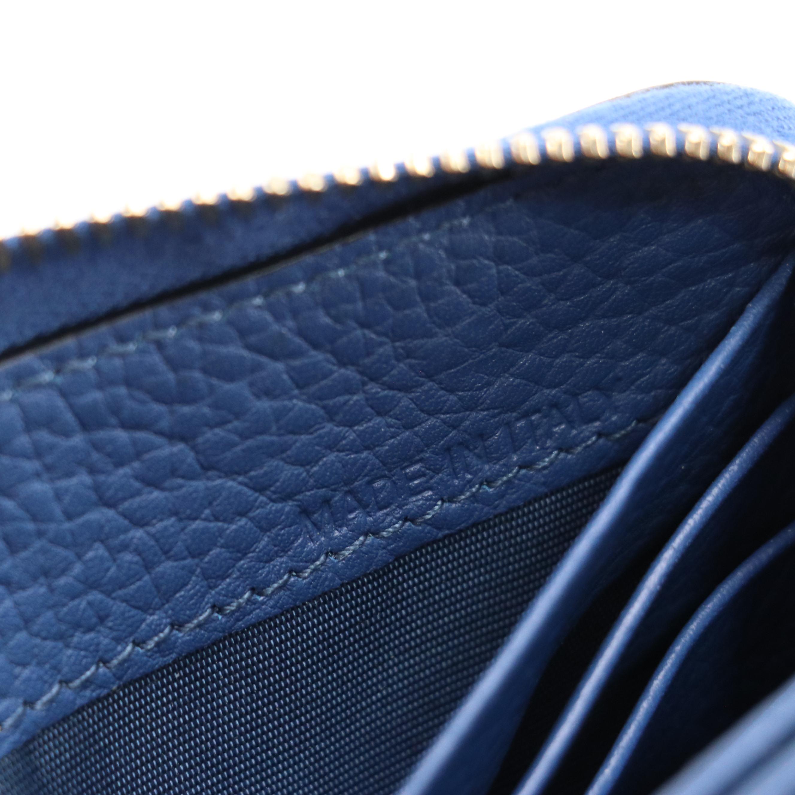 Valentino Garavani Rockstud Zip-Around Wallet in Blue Grained Leather