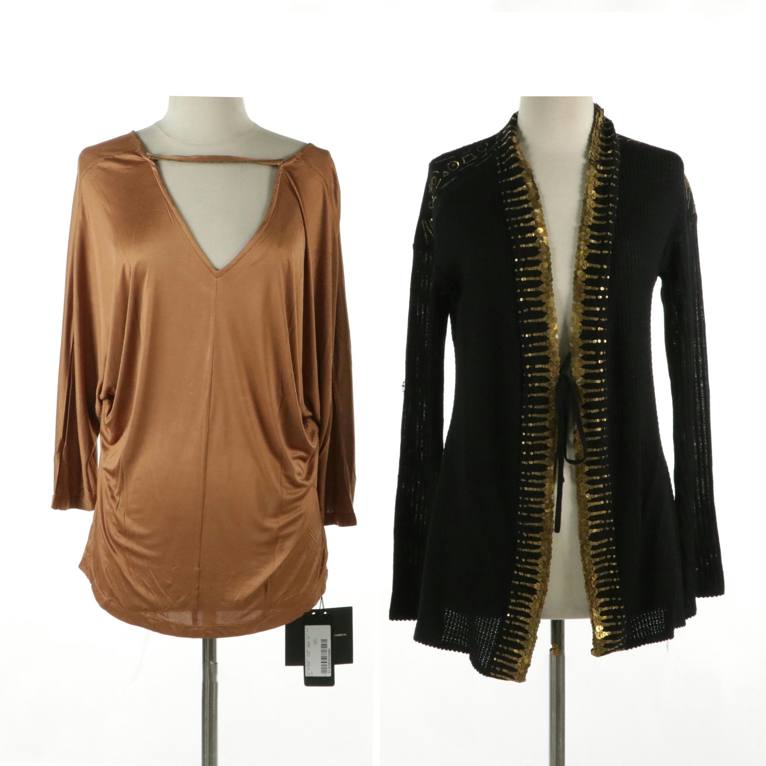 Dolce & Gabbana Top and Emilio Pucci Sequined Embellished Cardigan with Tags