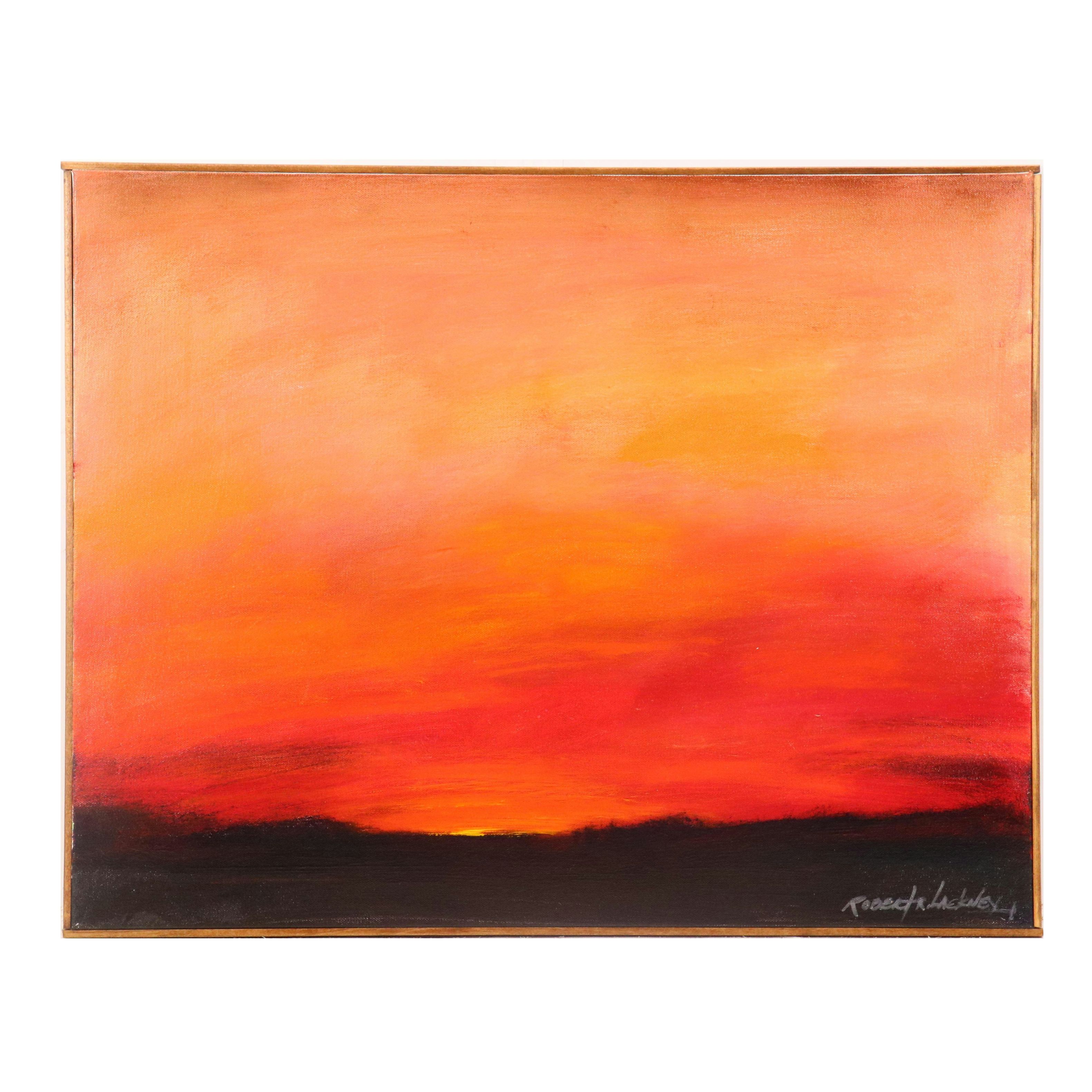 Robert Lackney Sunrise Landscape Acrylic Painting "Morning Glow," 21st Century