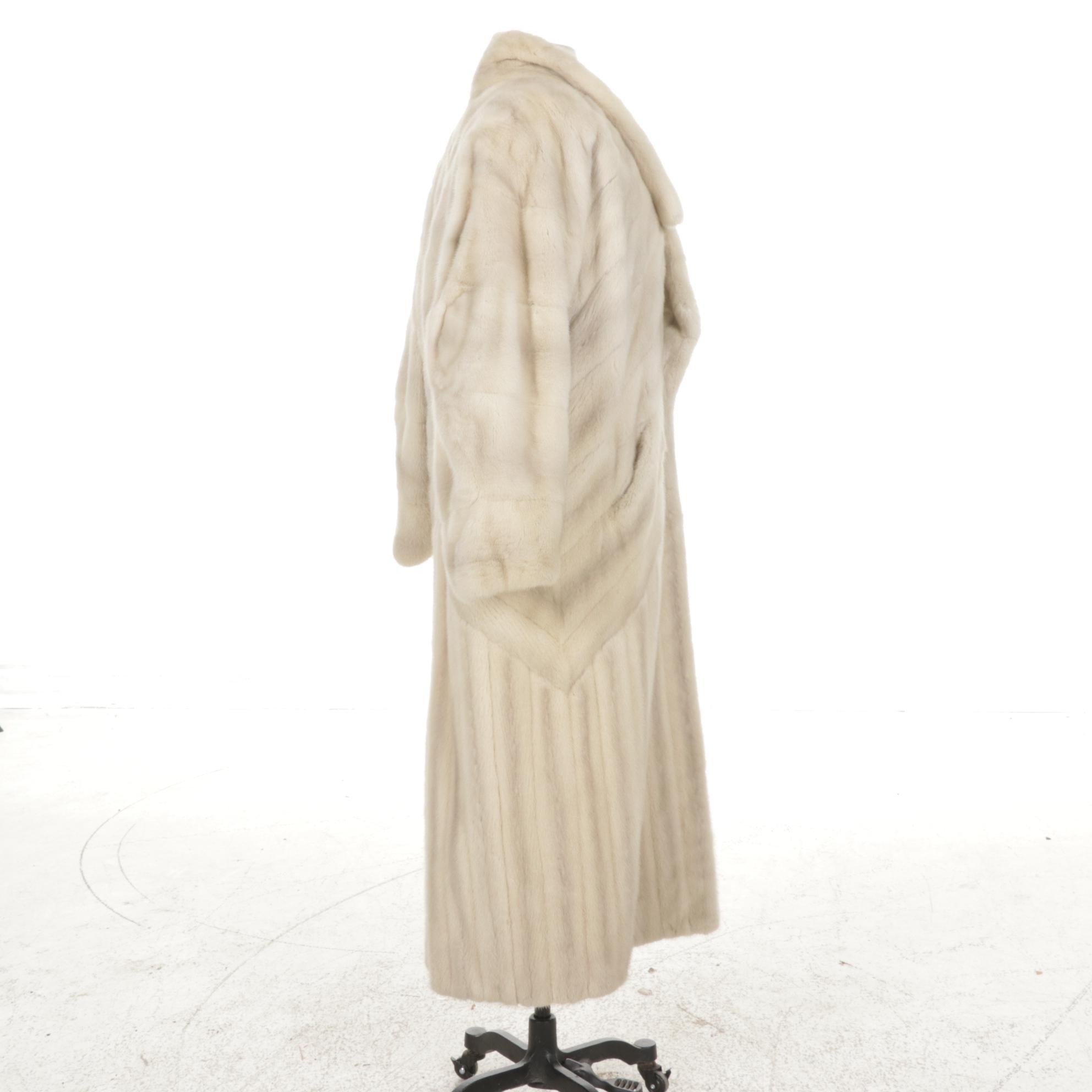 Tourmaline Mink Fur Long Coat with Dolman Sleeves