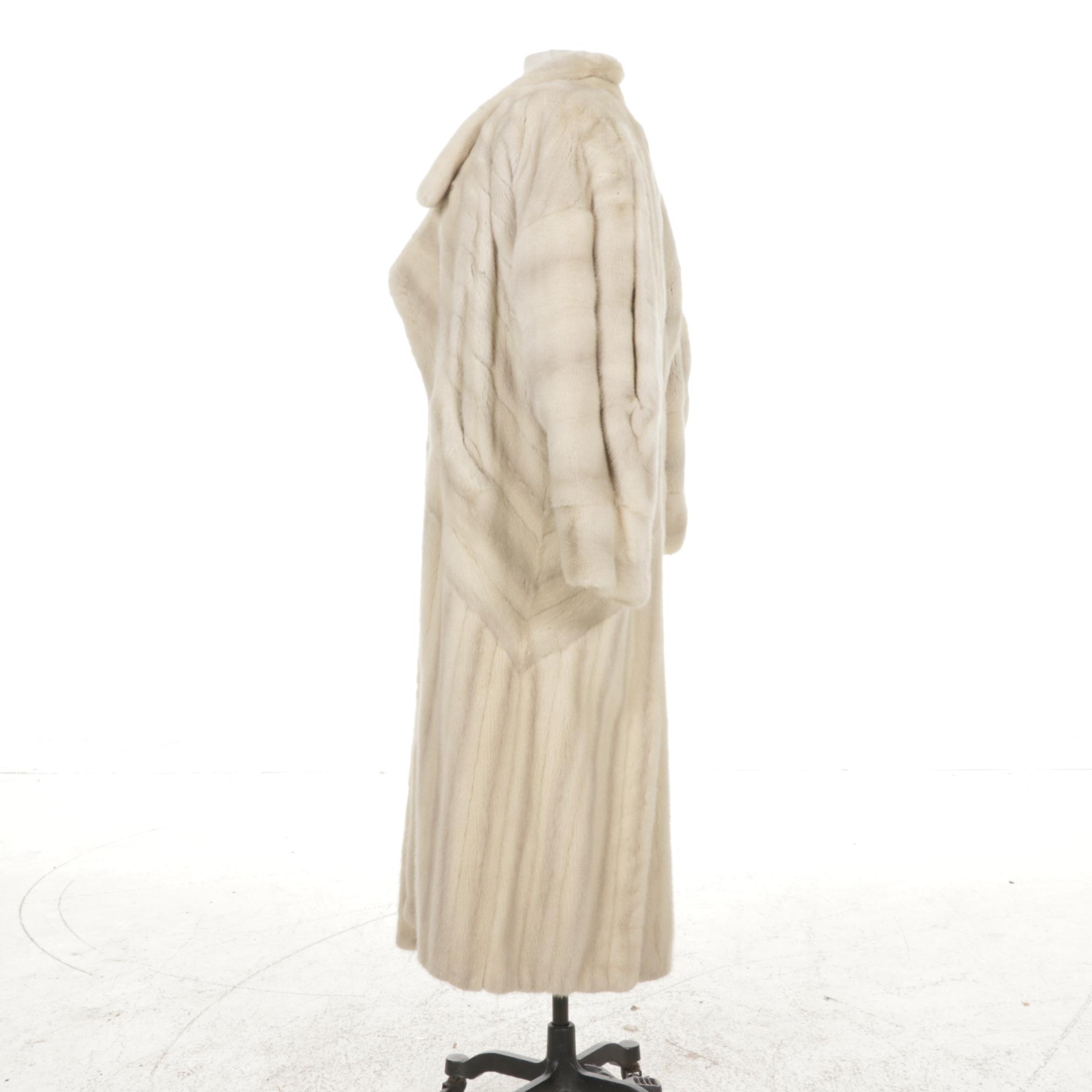 Tourmaline Mink Fur Long Coat with Dolman Sleeves