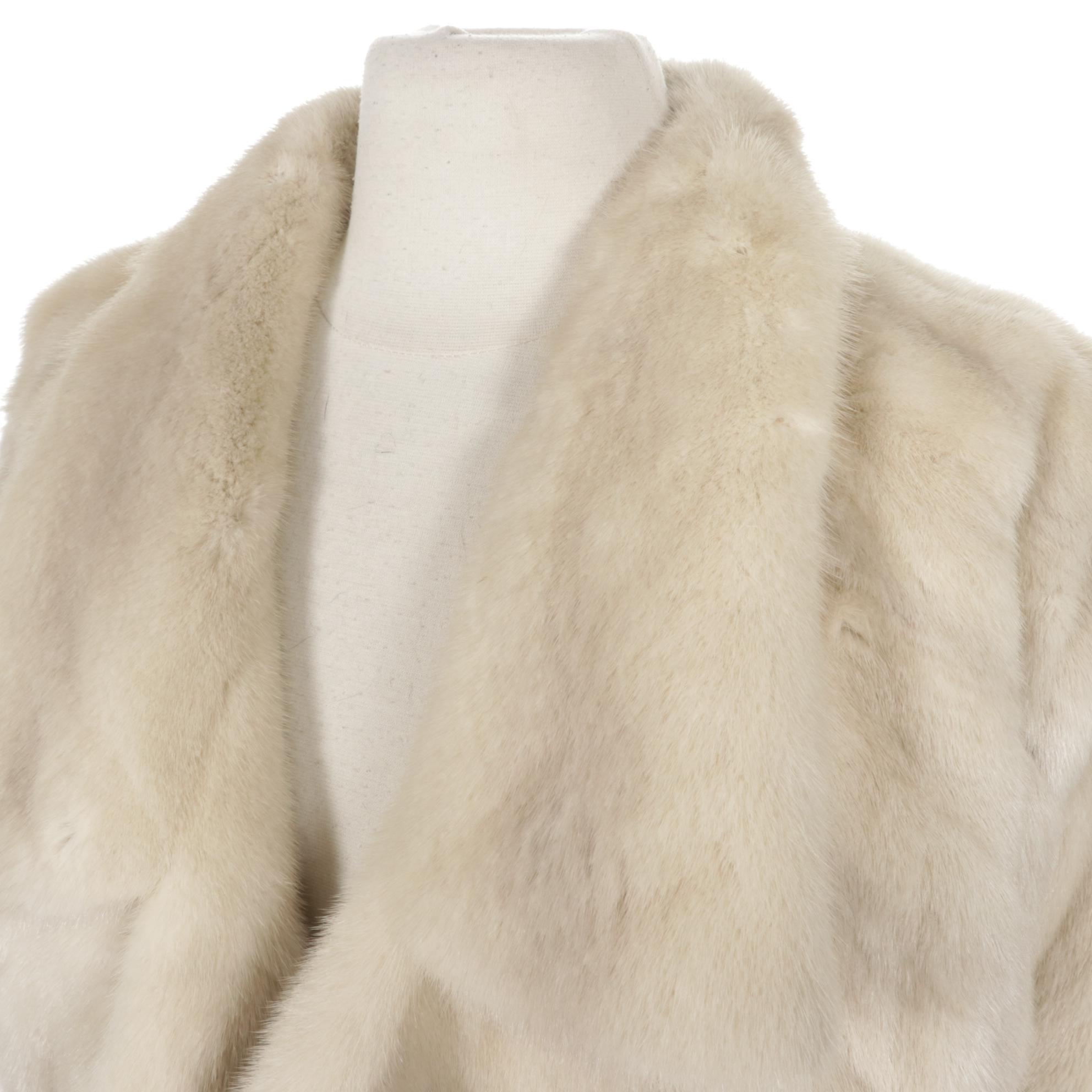 Tourmaline Mink Fur Long Coat with Dolman Sleeves