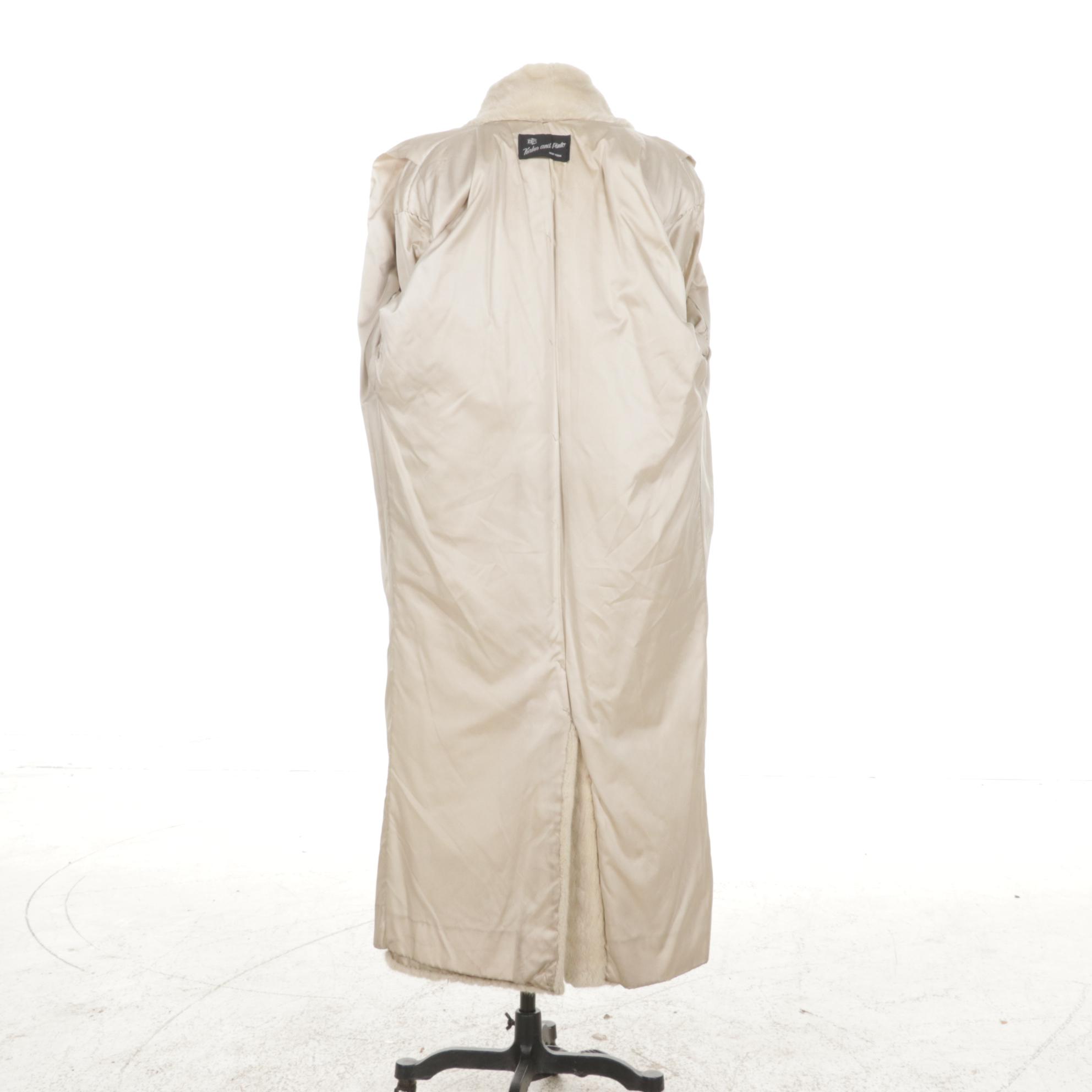 Tourmaline Mink Fur Long Coat with Dolman Sleeves