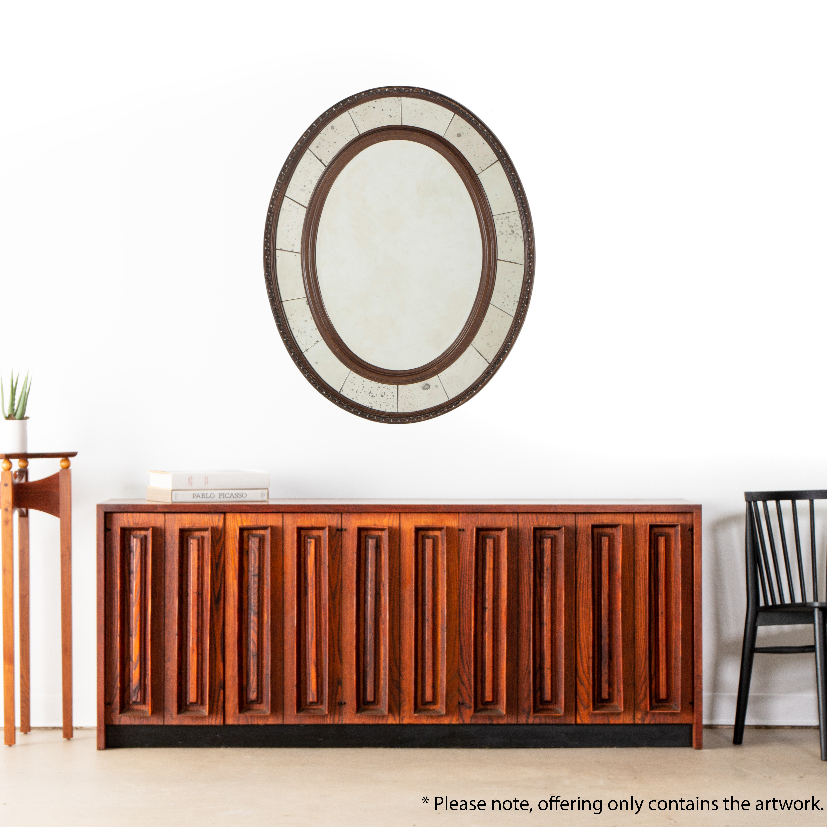 Mahogany Finish Oval Wall Mirror