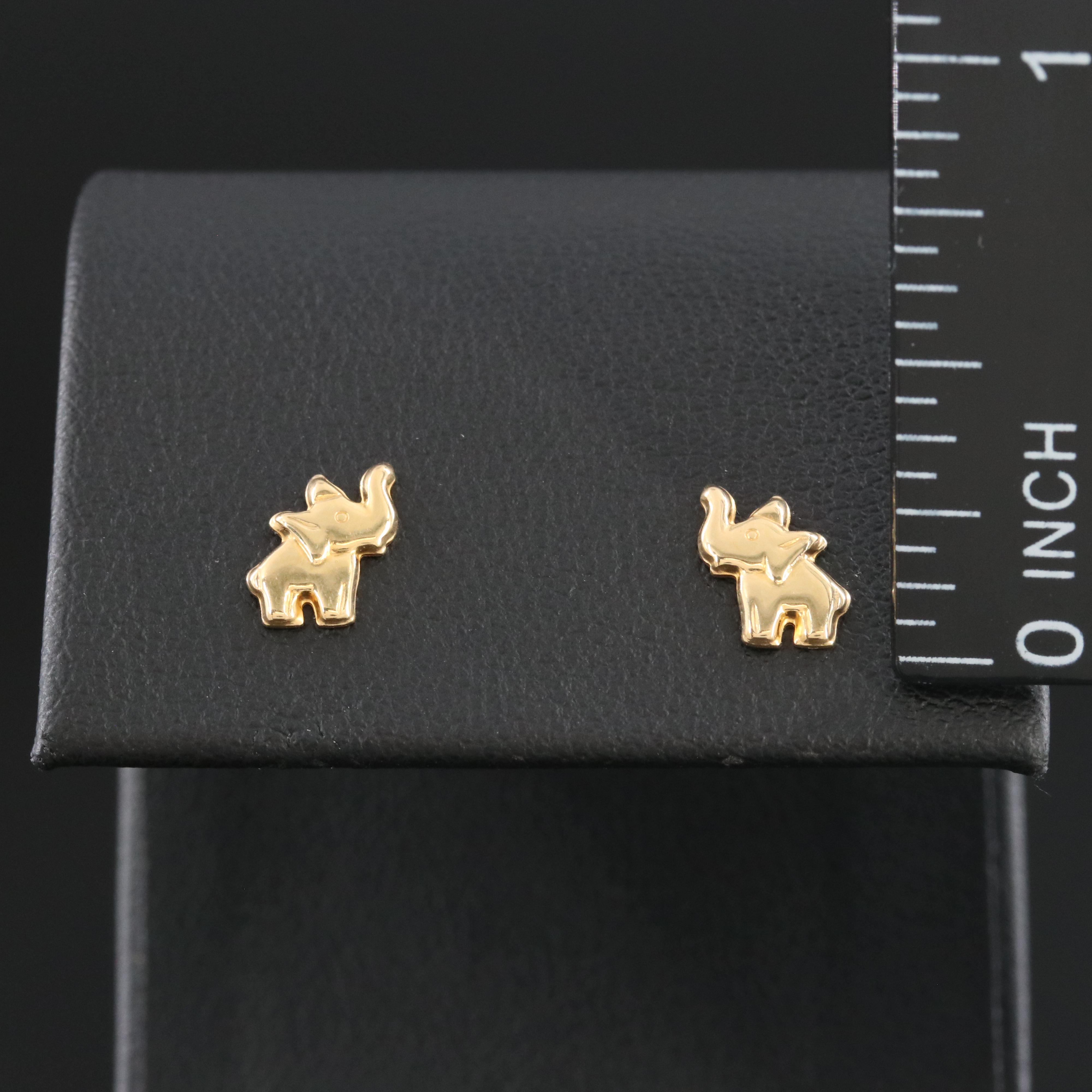 14K Children's Lucky Elephant Earrings and Single CT Diamond Stud