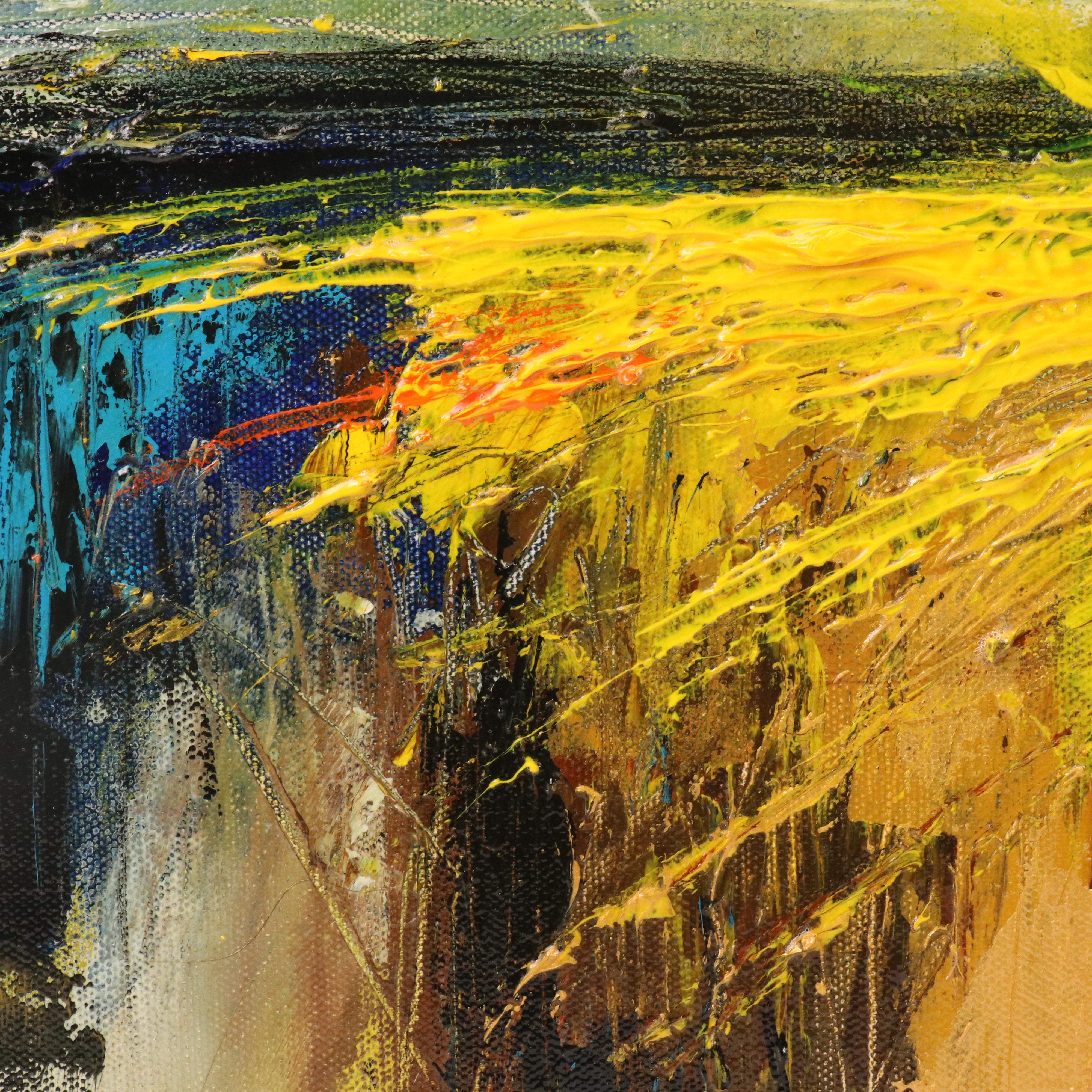 Robert Lackney Stylized Landscape Acrylic Painting "Splendor," 21st Century