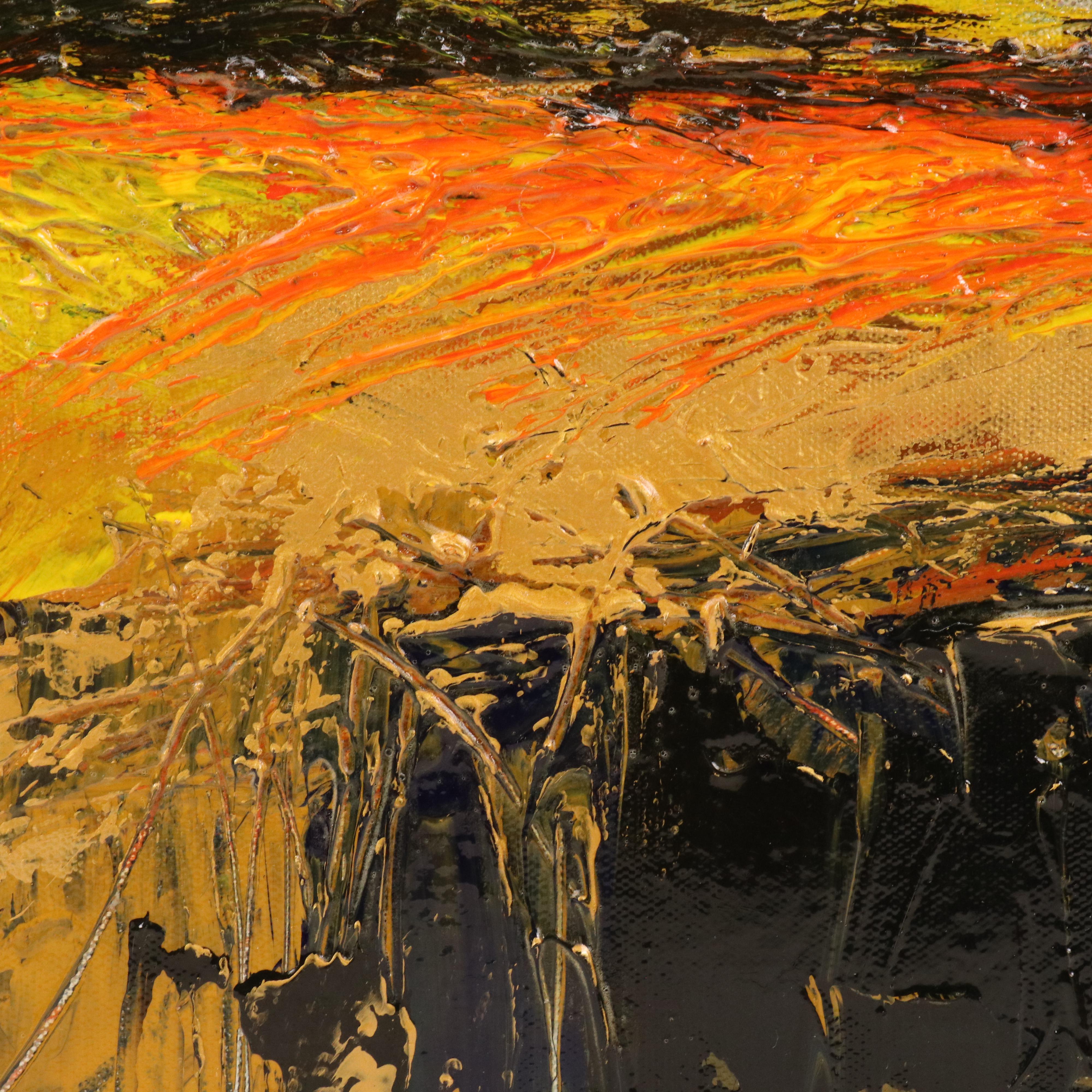 Robert Lackney Stylized Landscape Acrylic Painting "Splendor," 21st Century