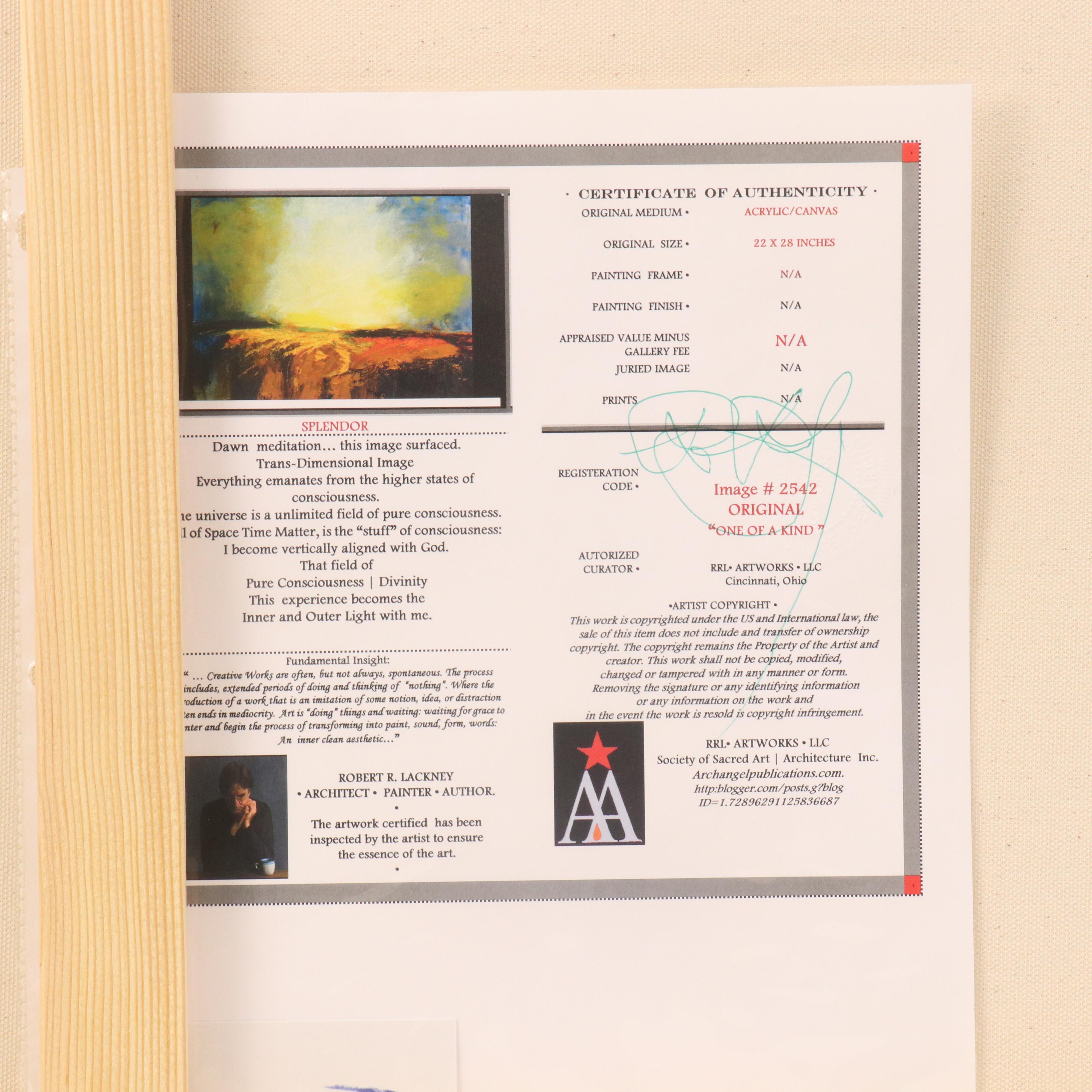 Robert Lackney Stylized Landscape Acrylic Painting "Splendor," 21st Century