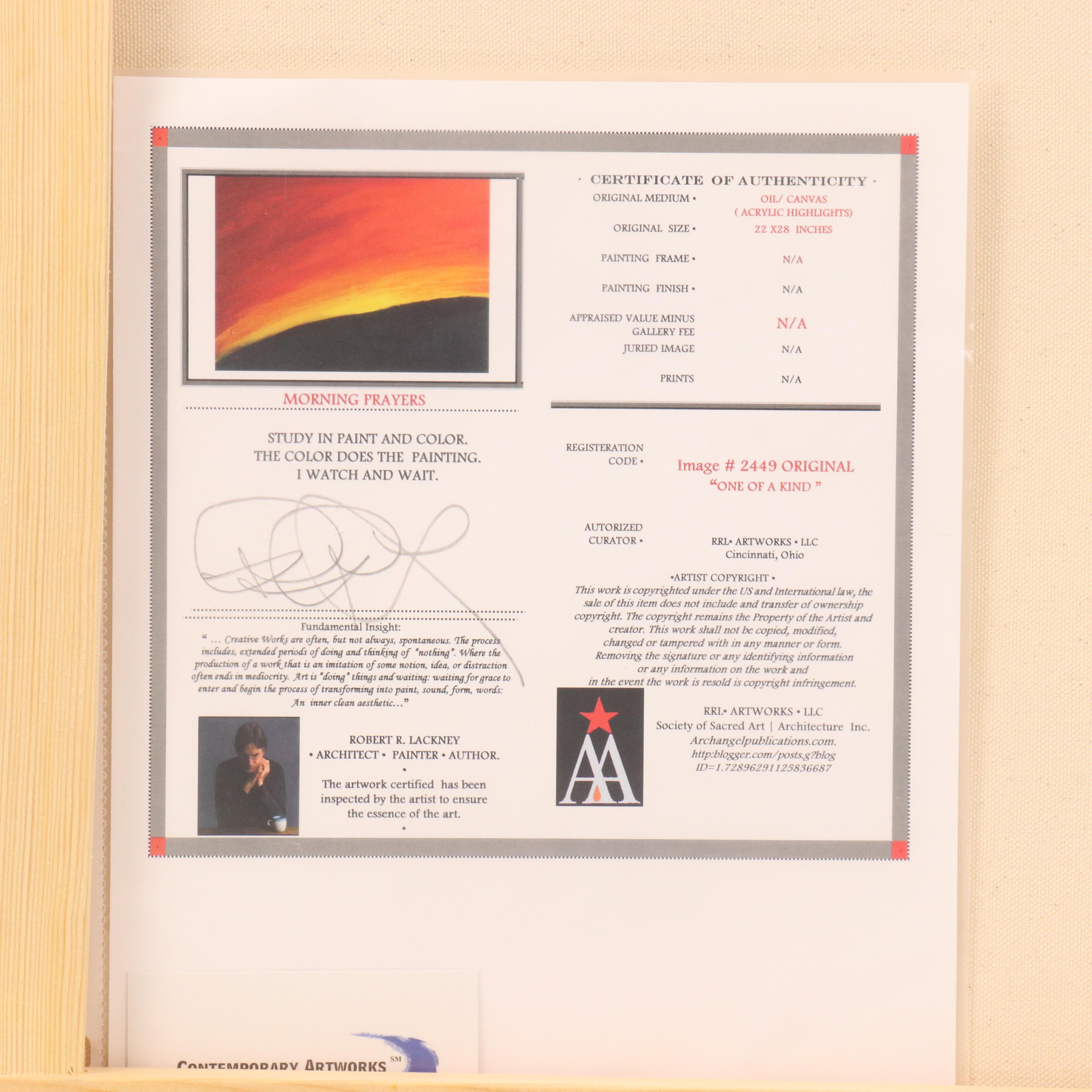 Robert Lackney Landscape Oil Painting "Morning Prayers," 21st Century