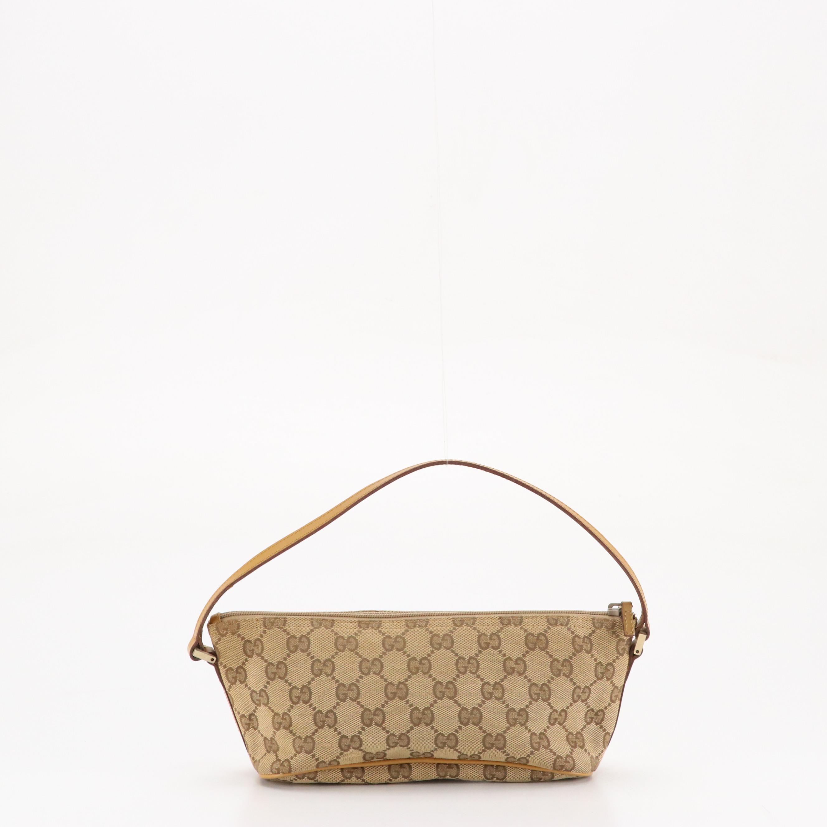 Gucci Boat Pochette in Monogram Canvas and Leather Trim