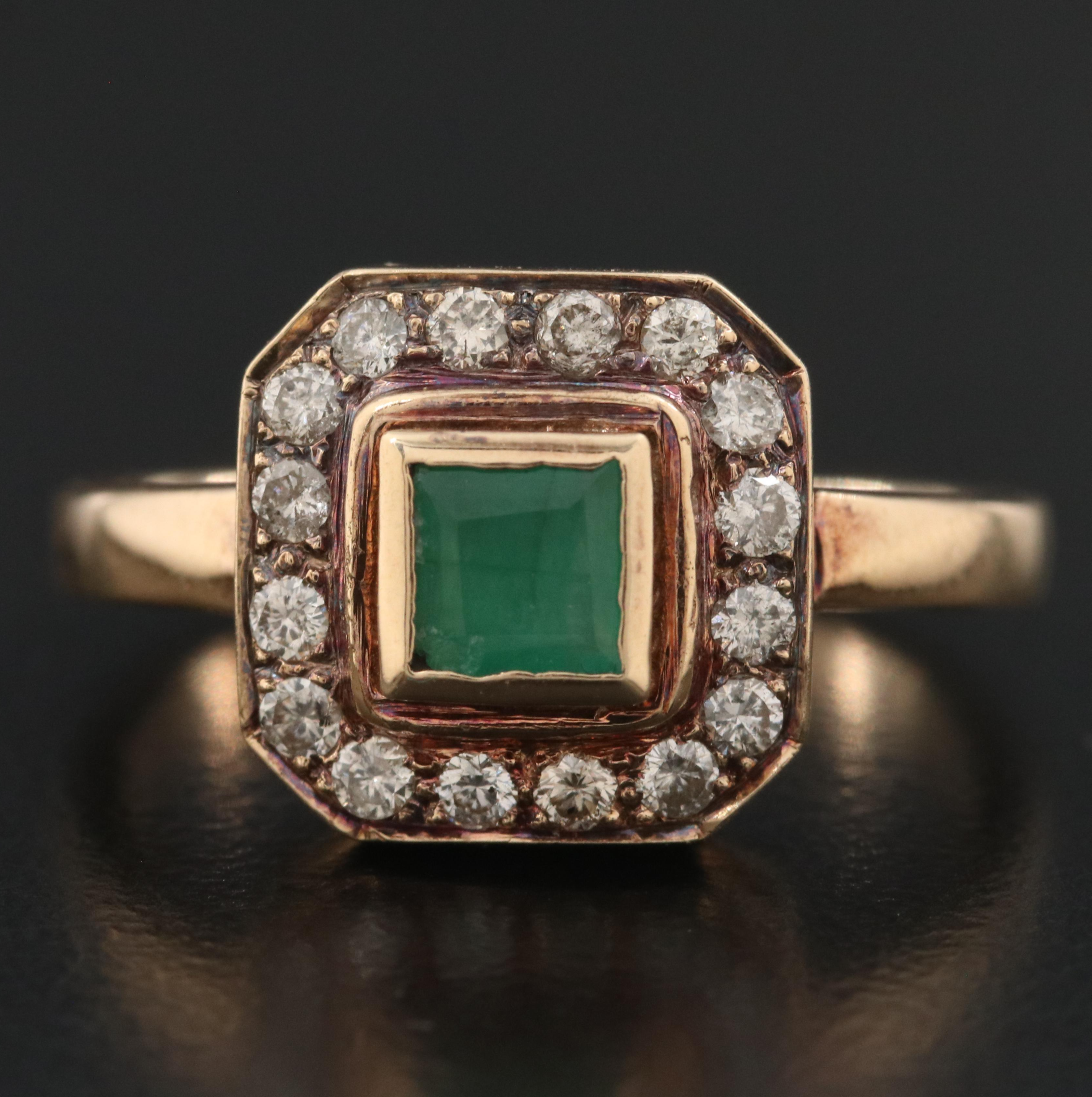 14K Emerald and Diamond Ring