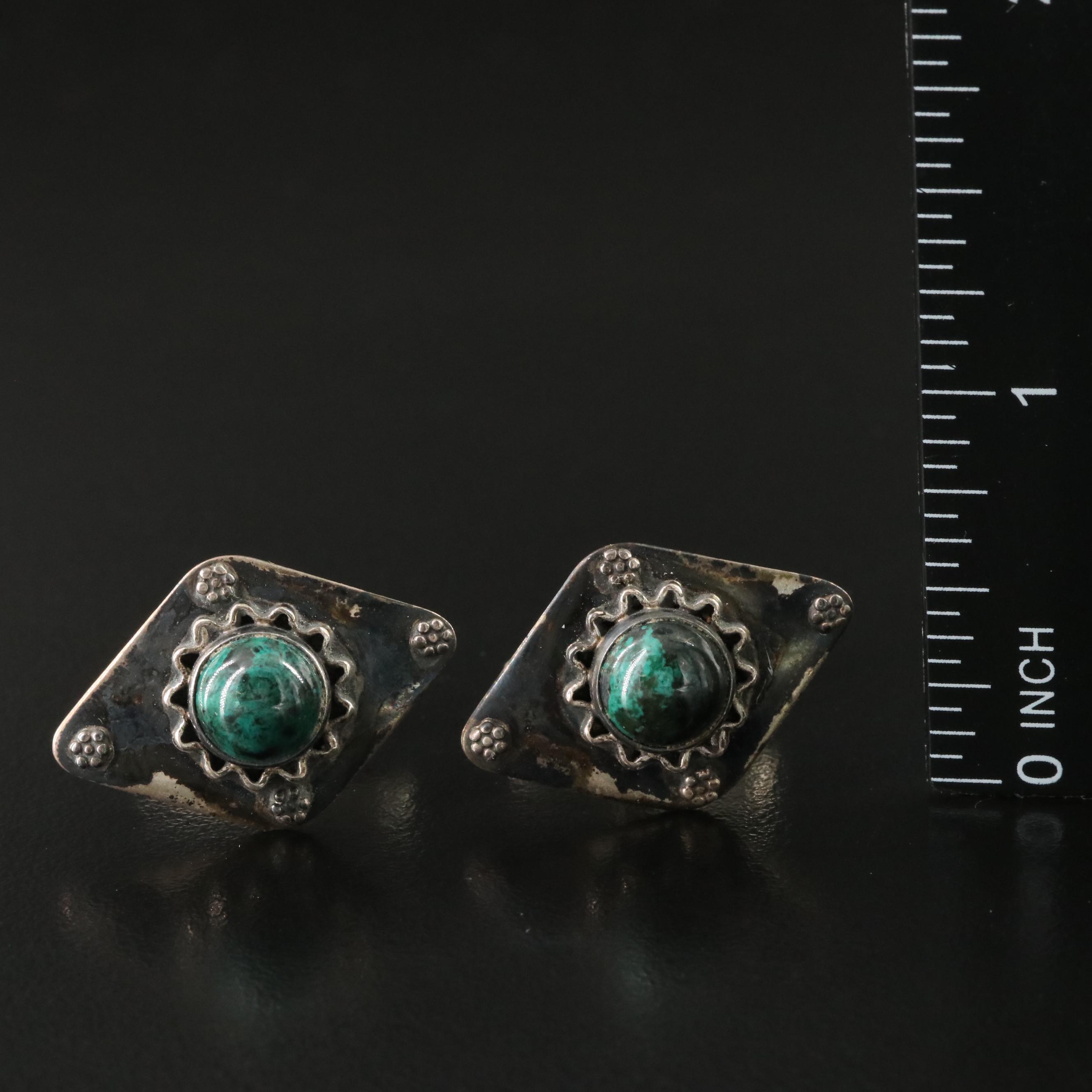 Israeli Sterling Eilat Stone Cufflink and Pin Set