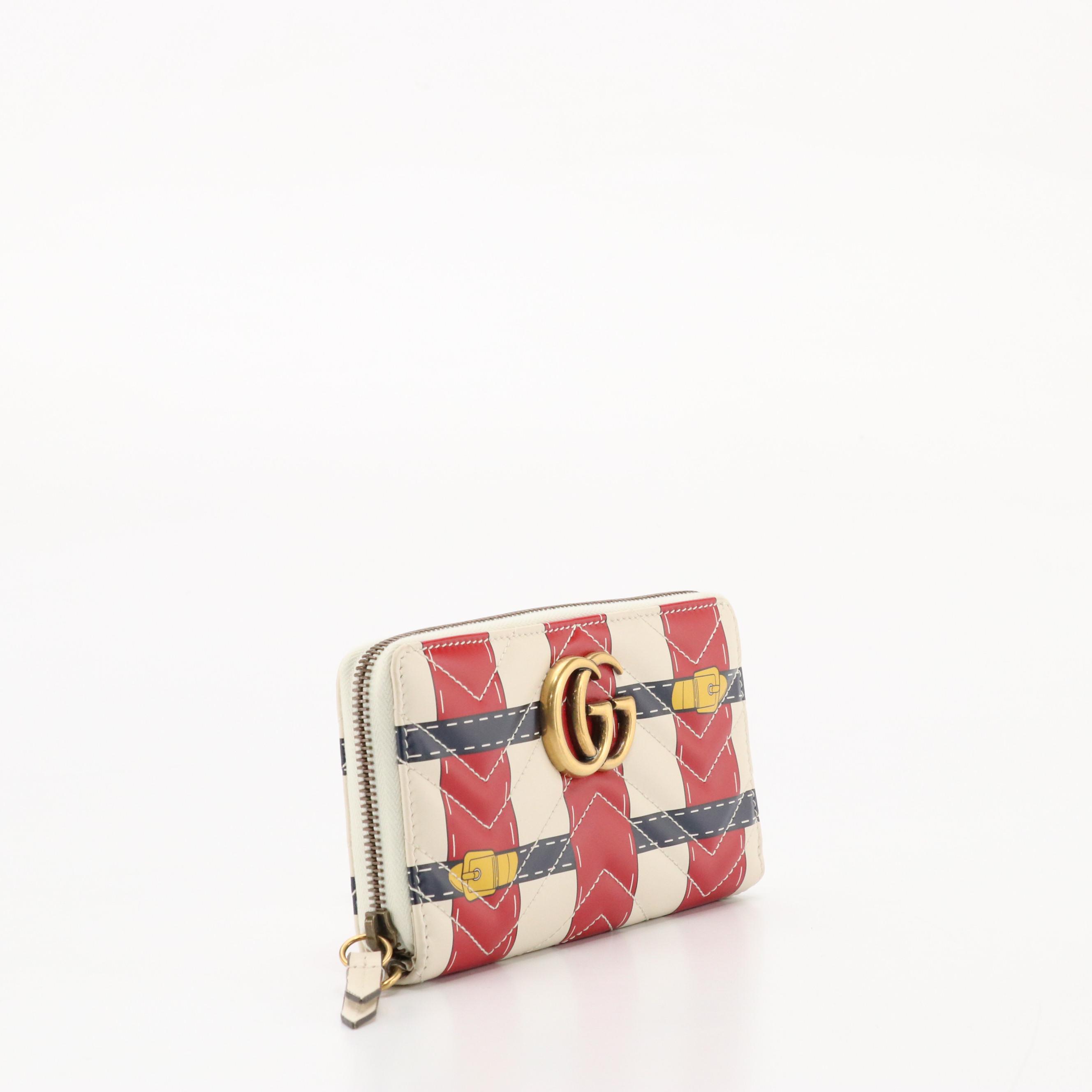 Gucci GG Marmont Trompe-l'œil Wristlet Wallet in Off-White Leather