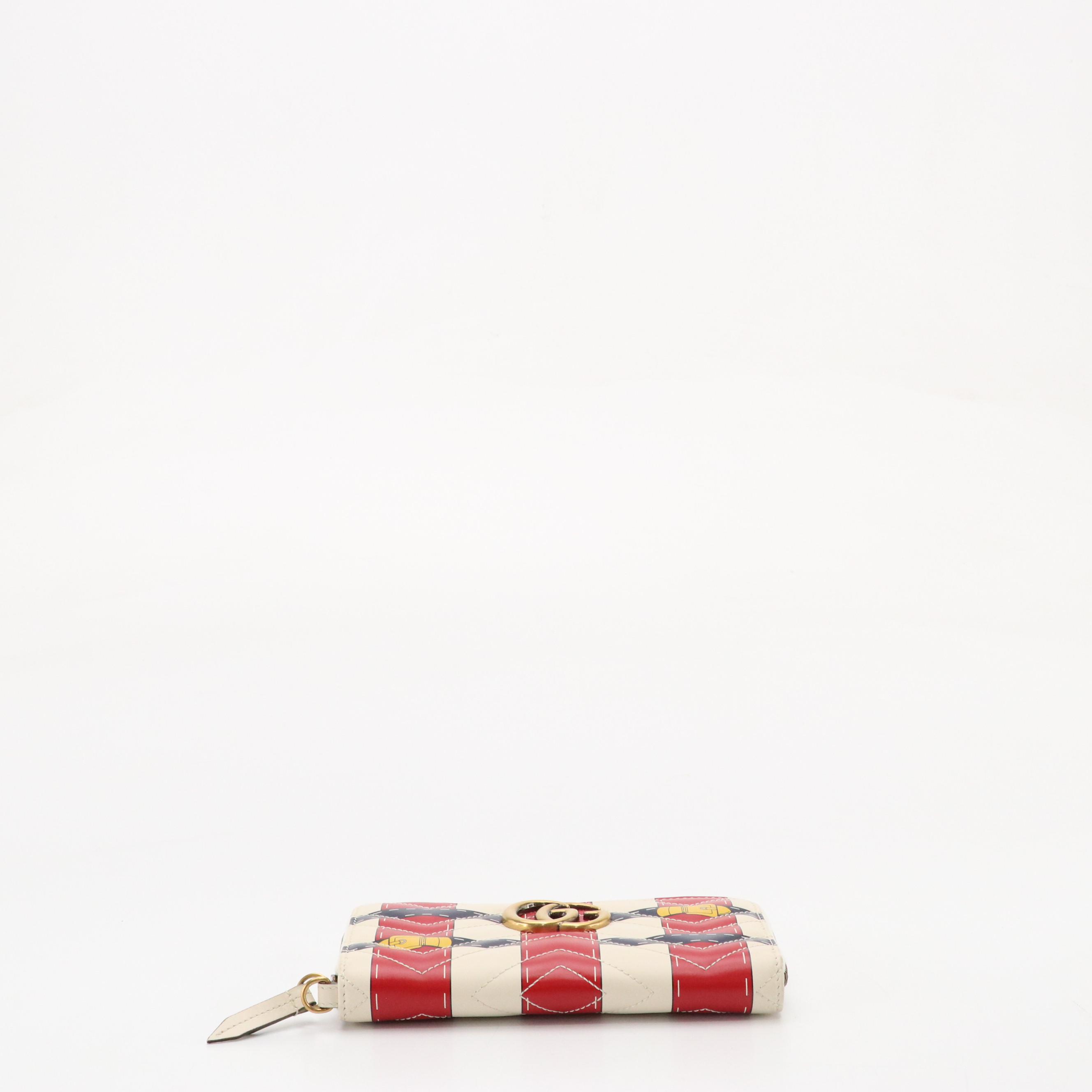 Gucci GG Marmont Trompe-l'œil Wristlet Wallet in Off-White Leather
