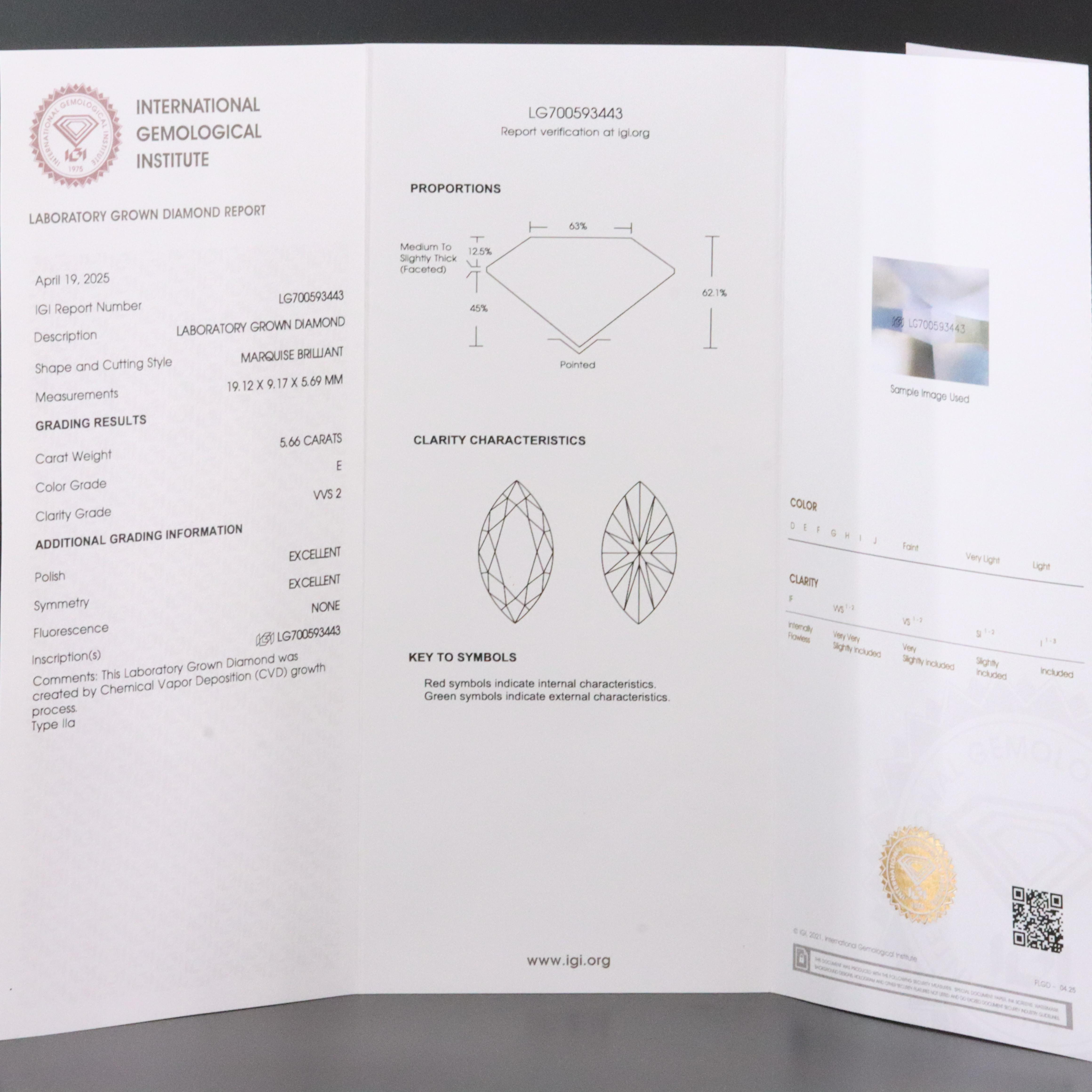 Platinum 5.66 CT Lab Grown Diamond Solitaire Ring with IGI Report