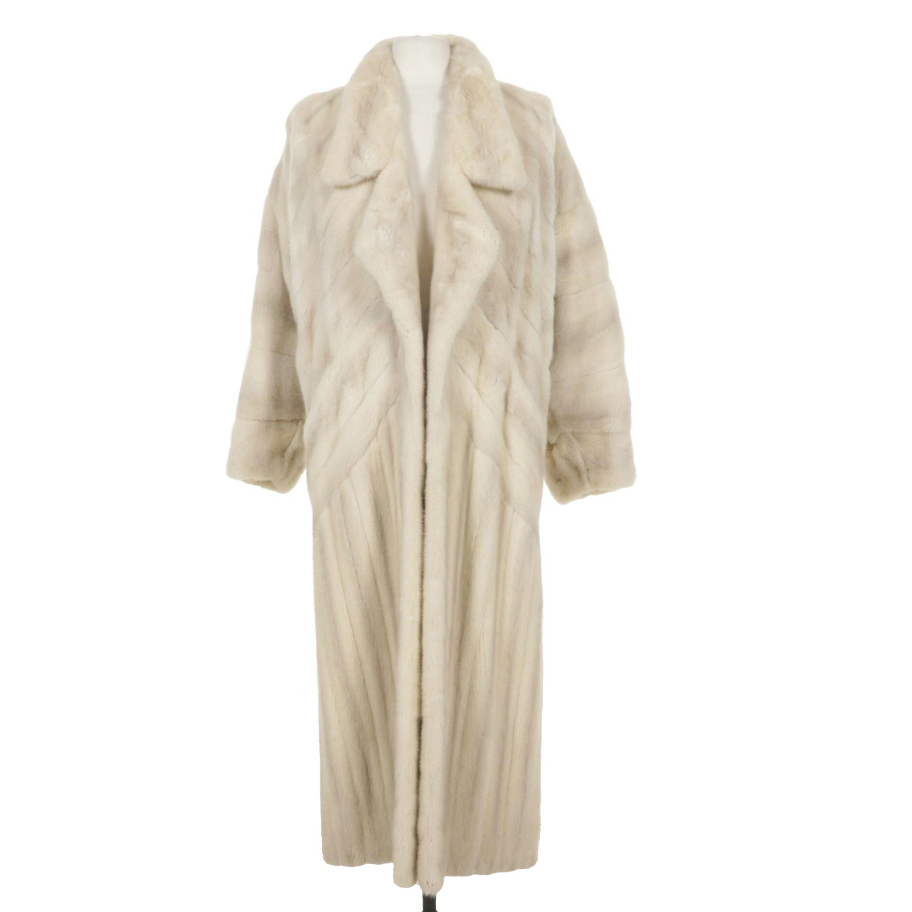 Tourmaline Mink Fur Long Coat with Dolman Sleeves