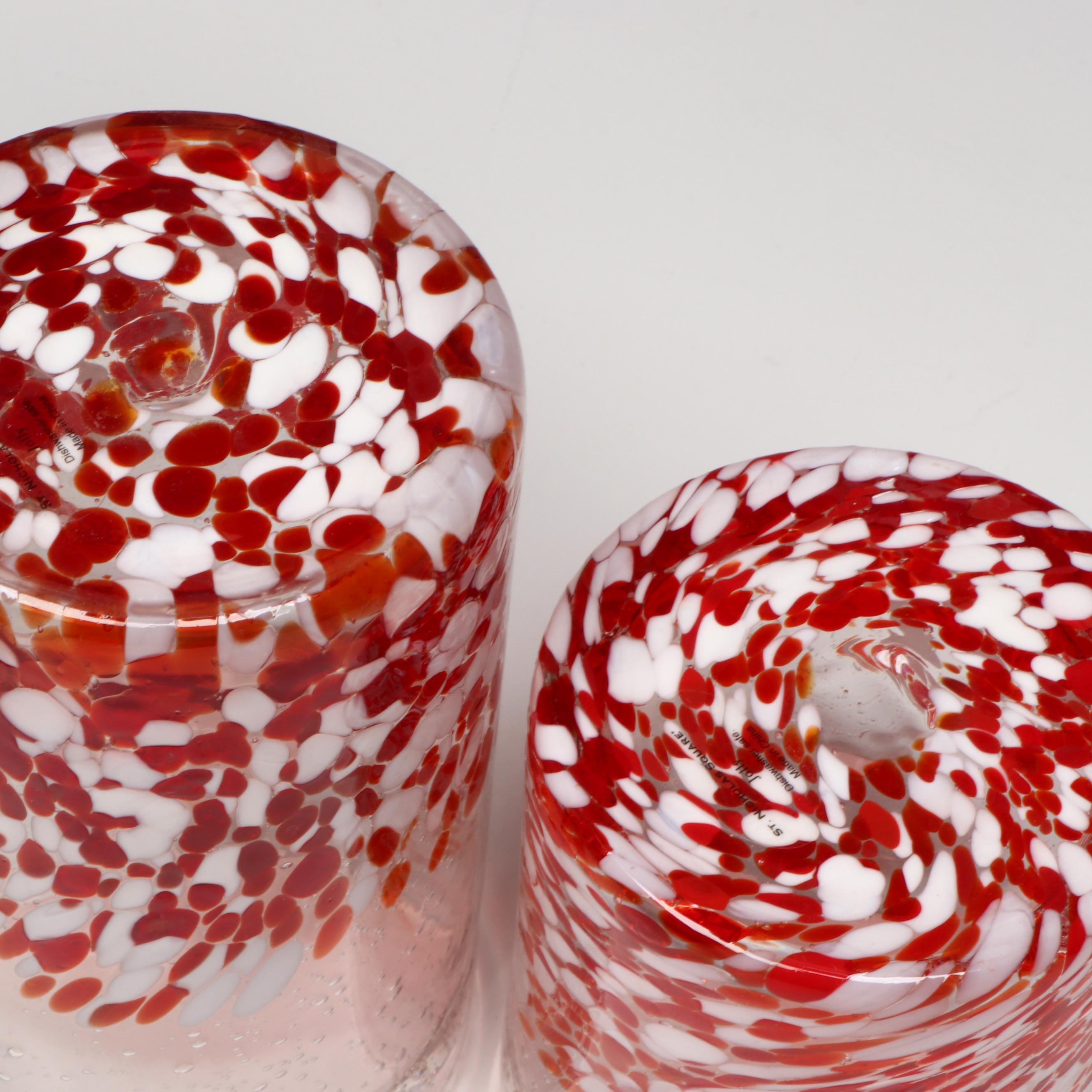 St. Nicolas Square "Jolly" Glass Tumblers with Blue Speckled Wine Glasses