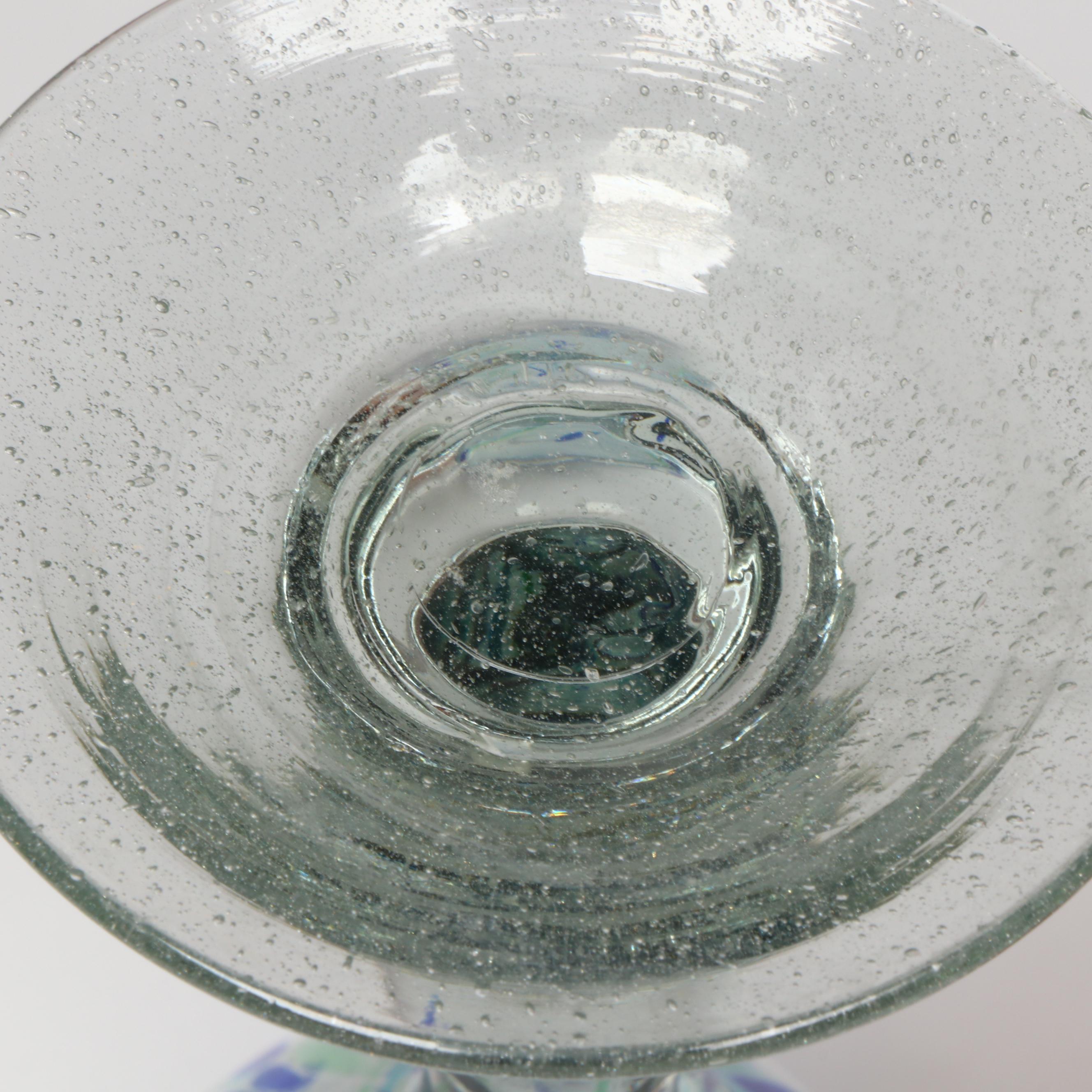 St. Nicolas Square "Jolly" Glass Tumblers with Blue Speckled Wine Glasses