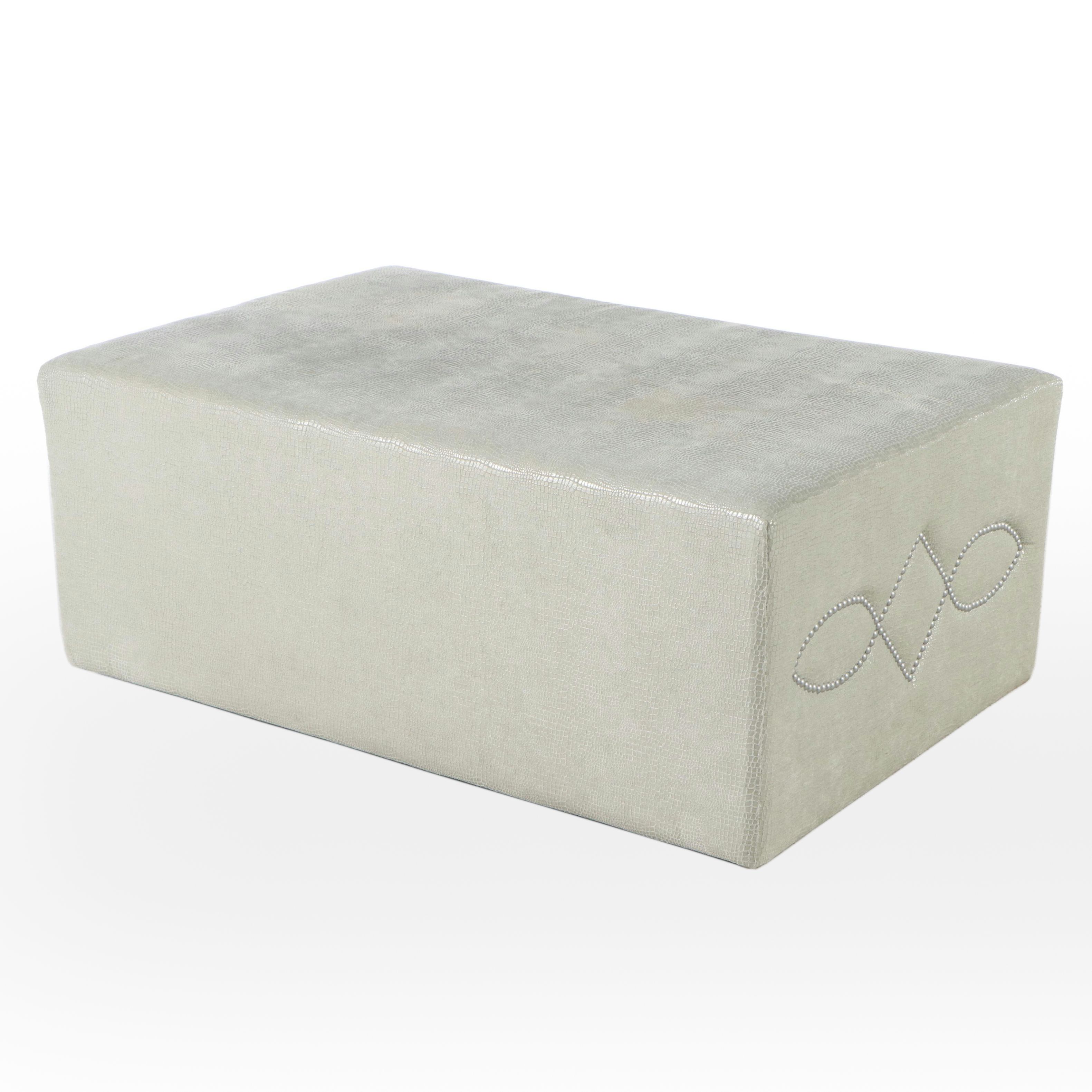 Alligator Embossed Faux Leather Upholstered Ottoman