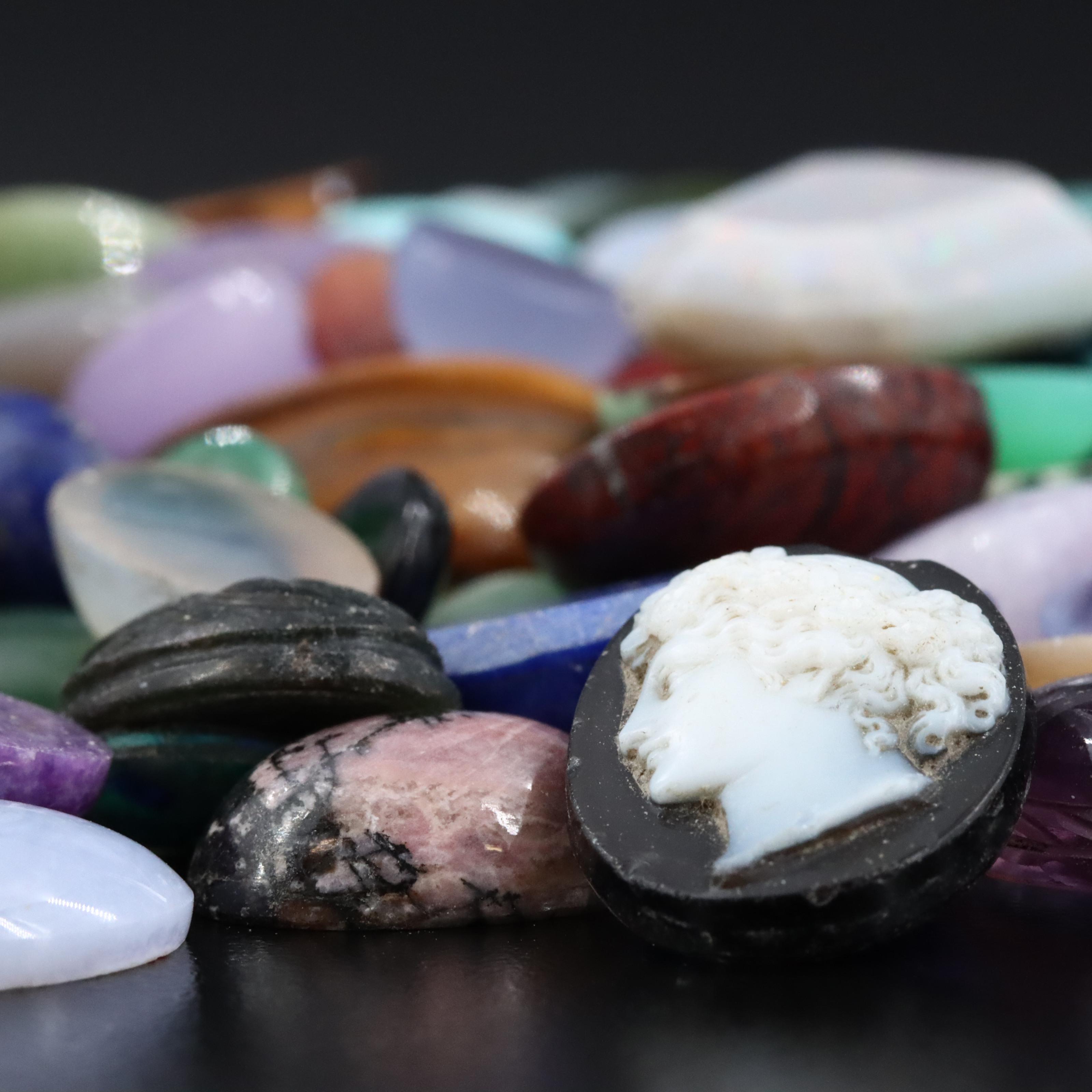 Loose Gemstone Lot Including Coral, Tiger's Eye and Agate