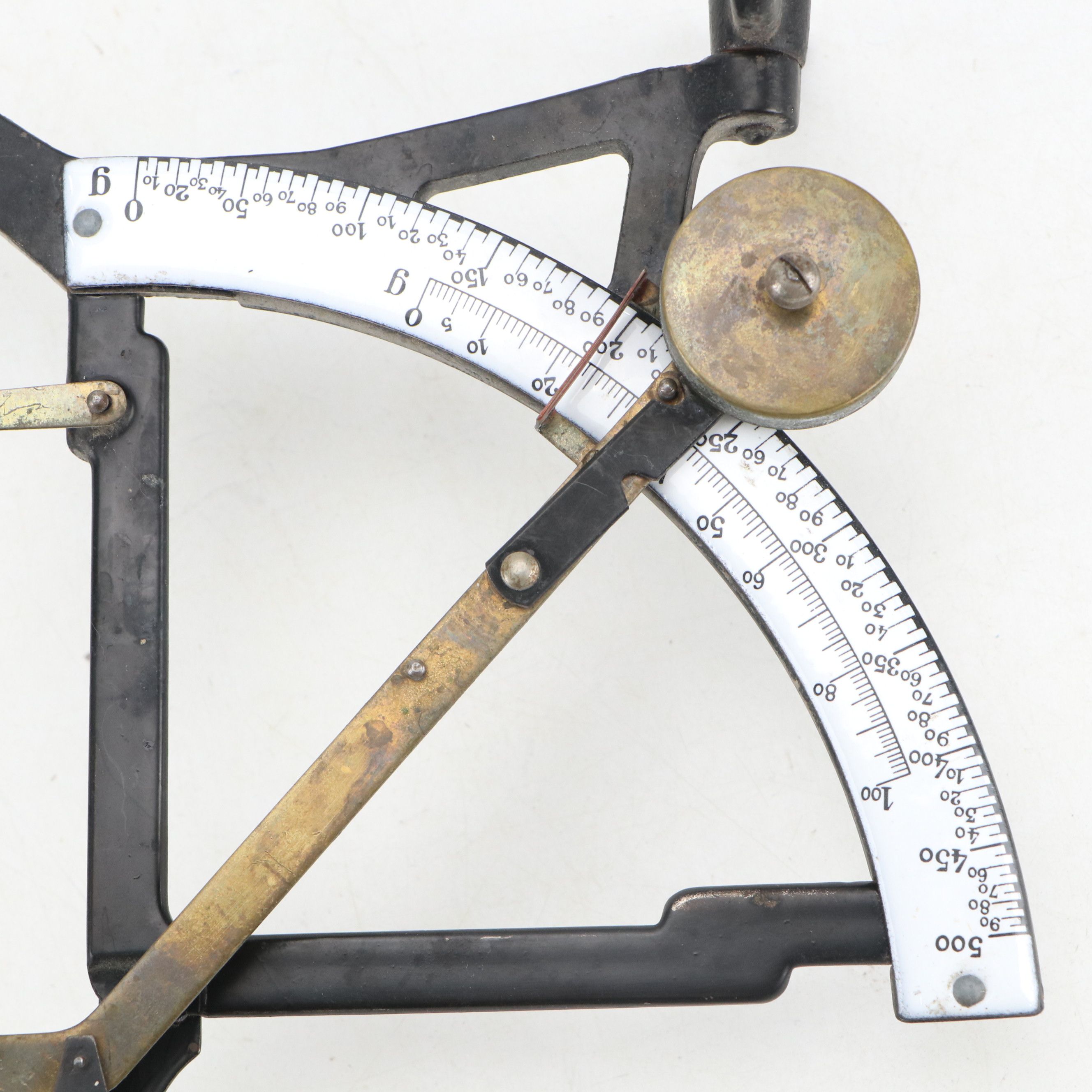 Antique German Brass and Enamel Pendulum Letter Scale