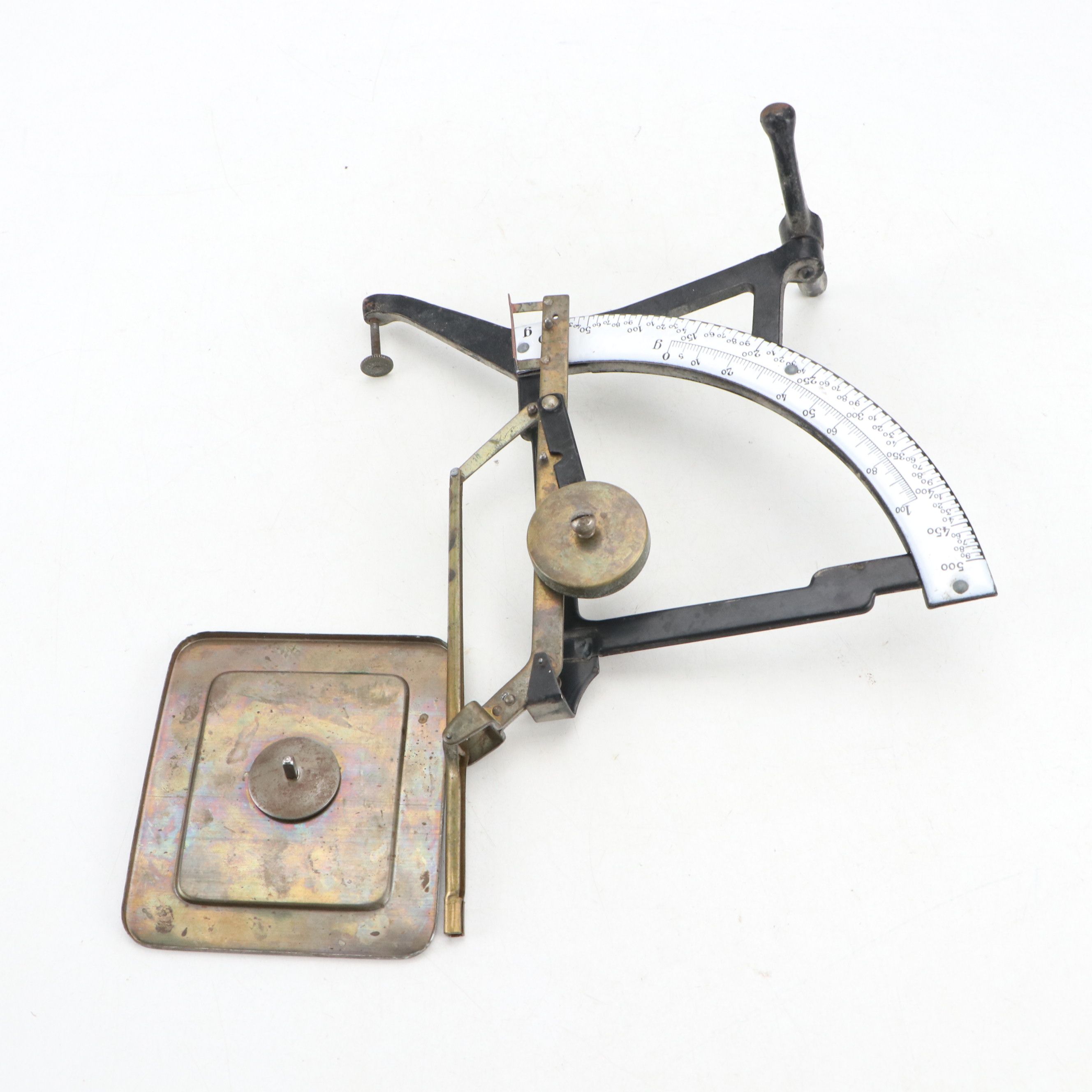 Antique German Brass and Enamel Pendulum Letter Scale