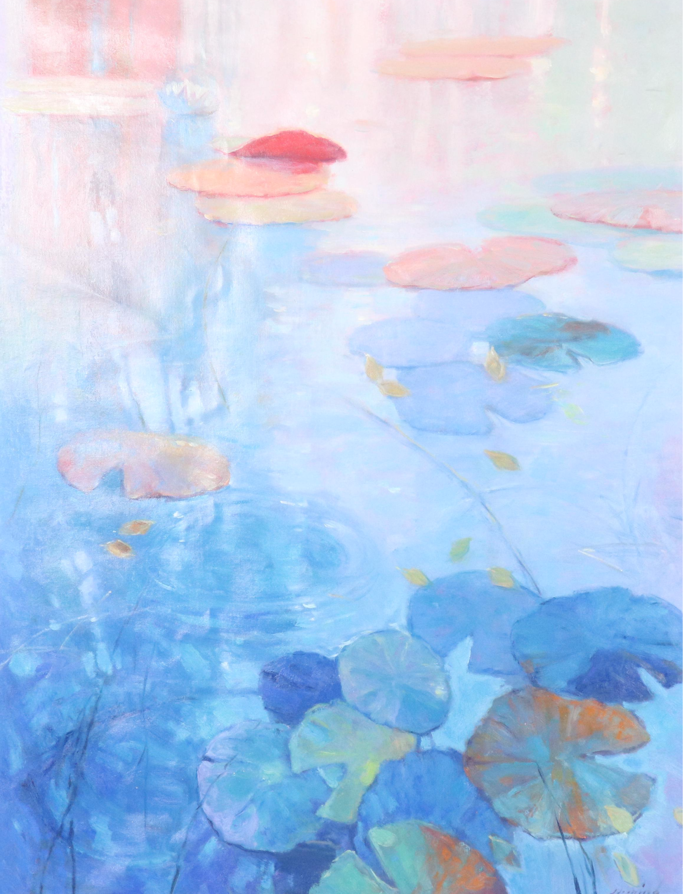 N. Ming Pond Landscape Oil Painting, 21st Century