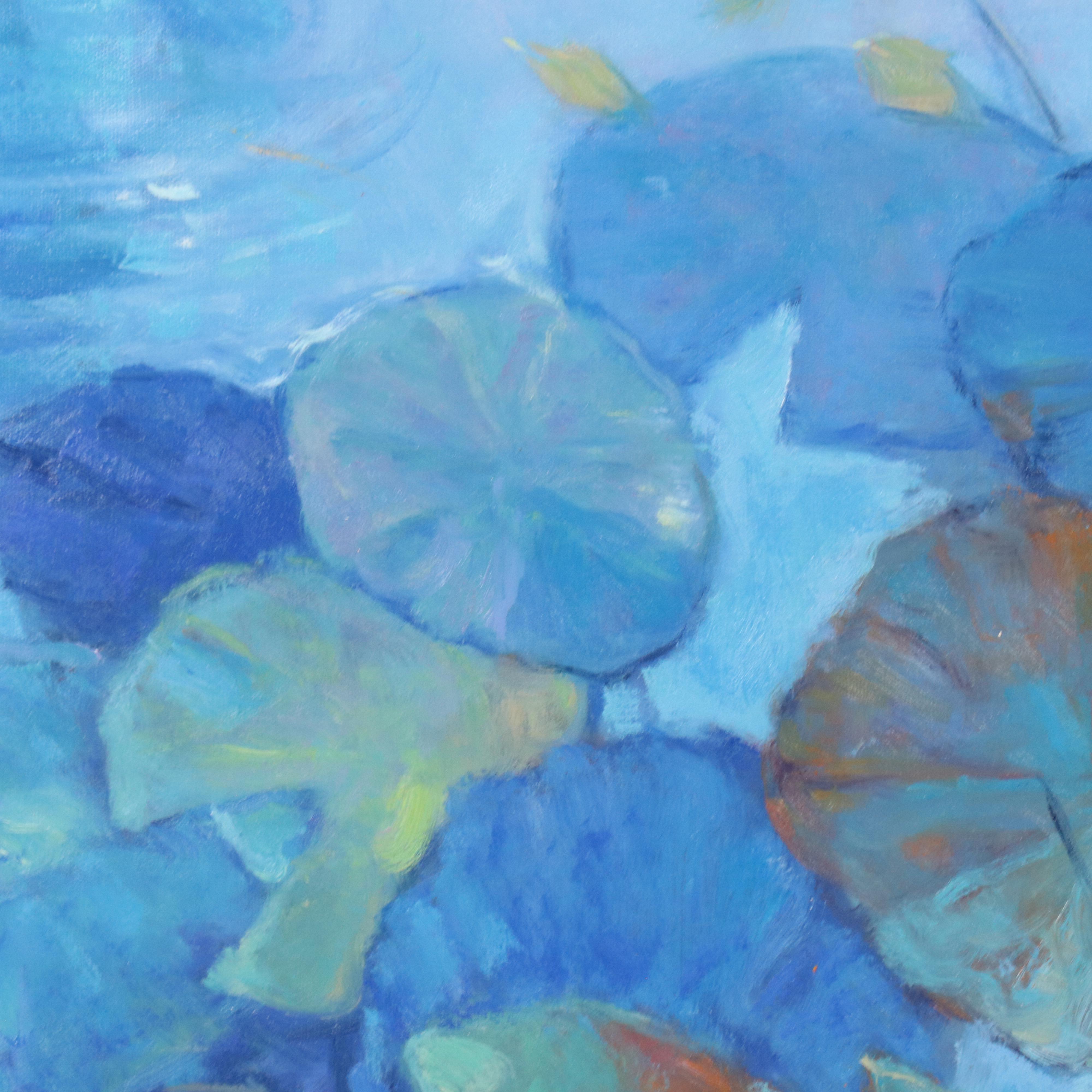 N. Ming Pond Landscape Oil Painting, 21st Century