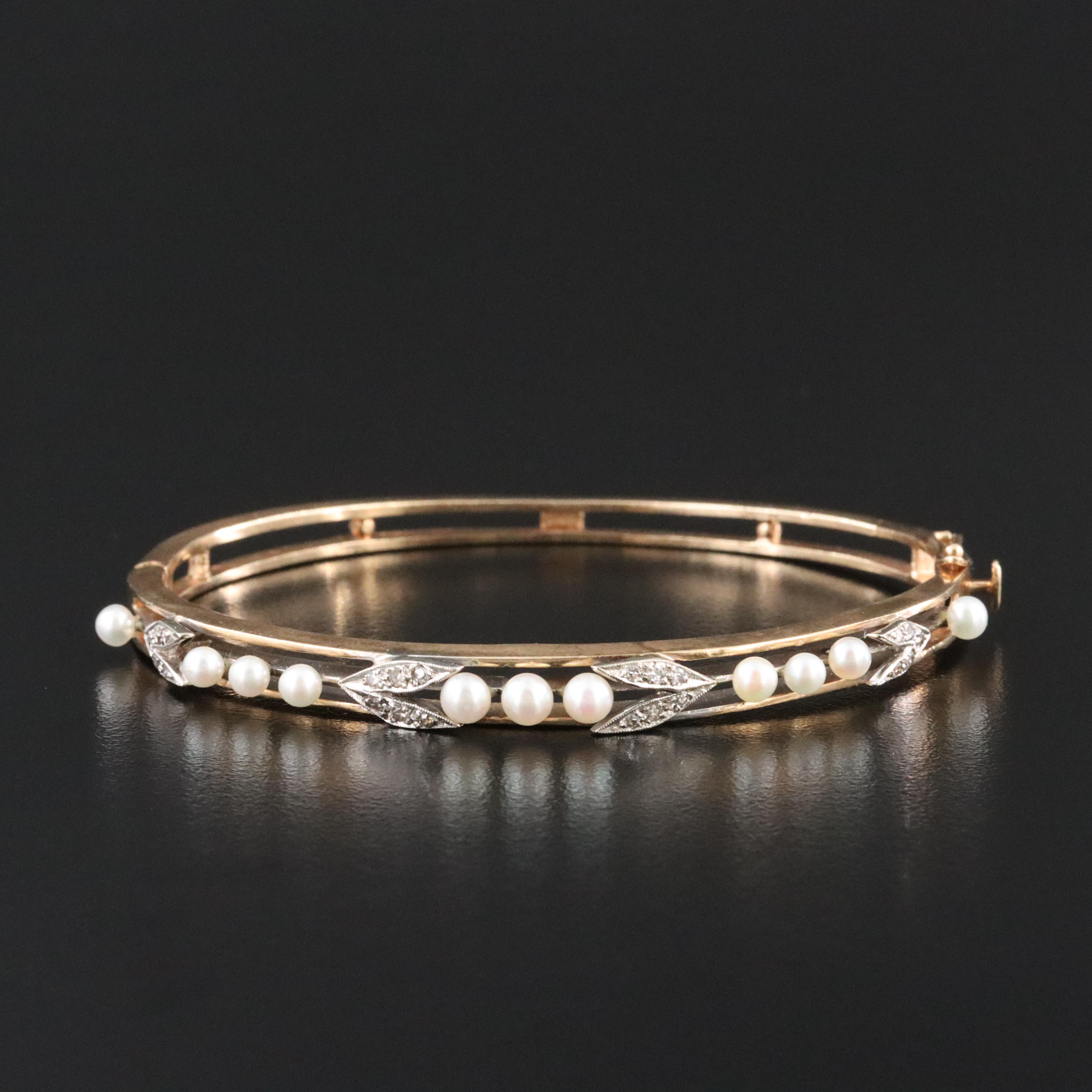 14K Pearl and Diamond Bracelet