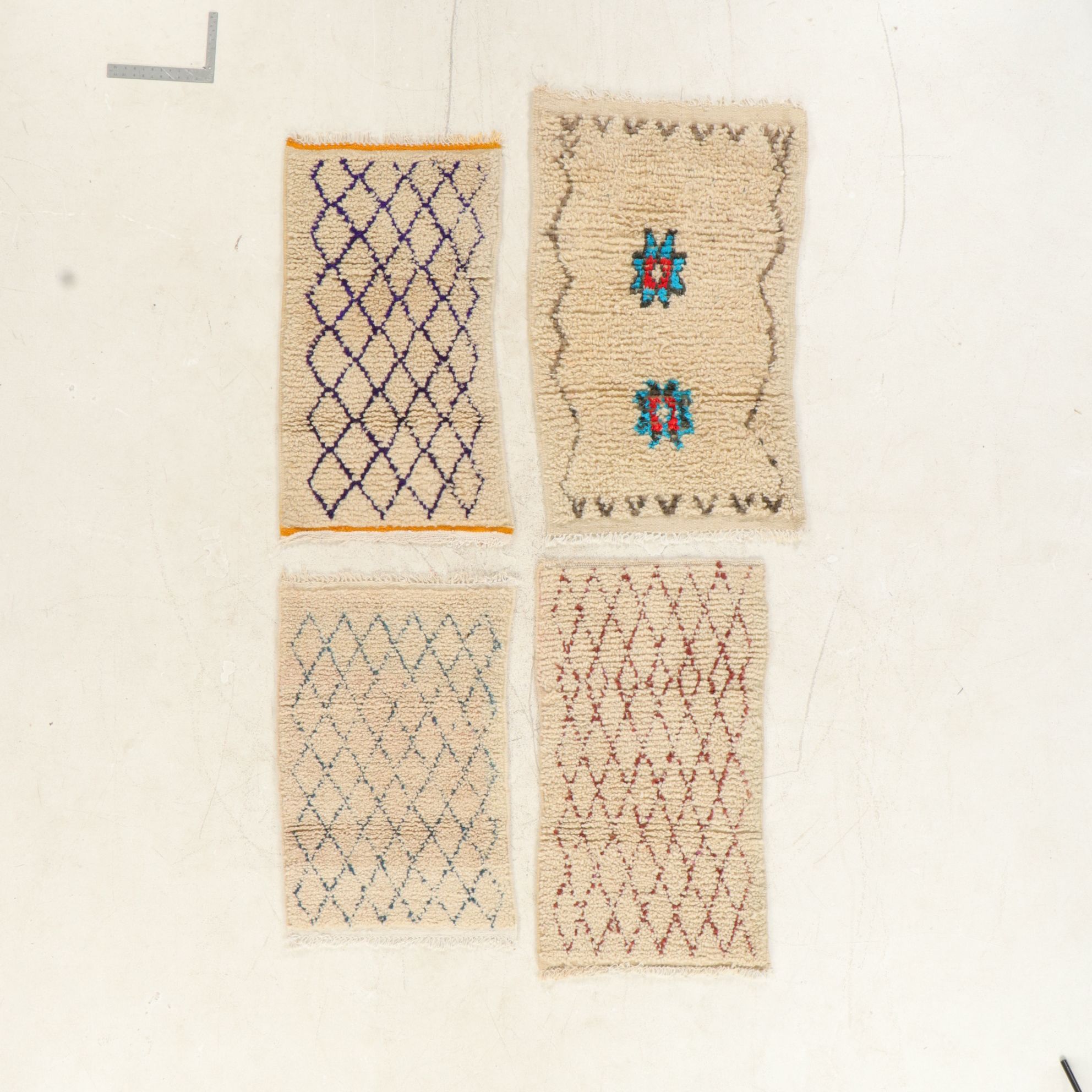 Four Hand-Knotted Moroccan Berber Accent Rugs