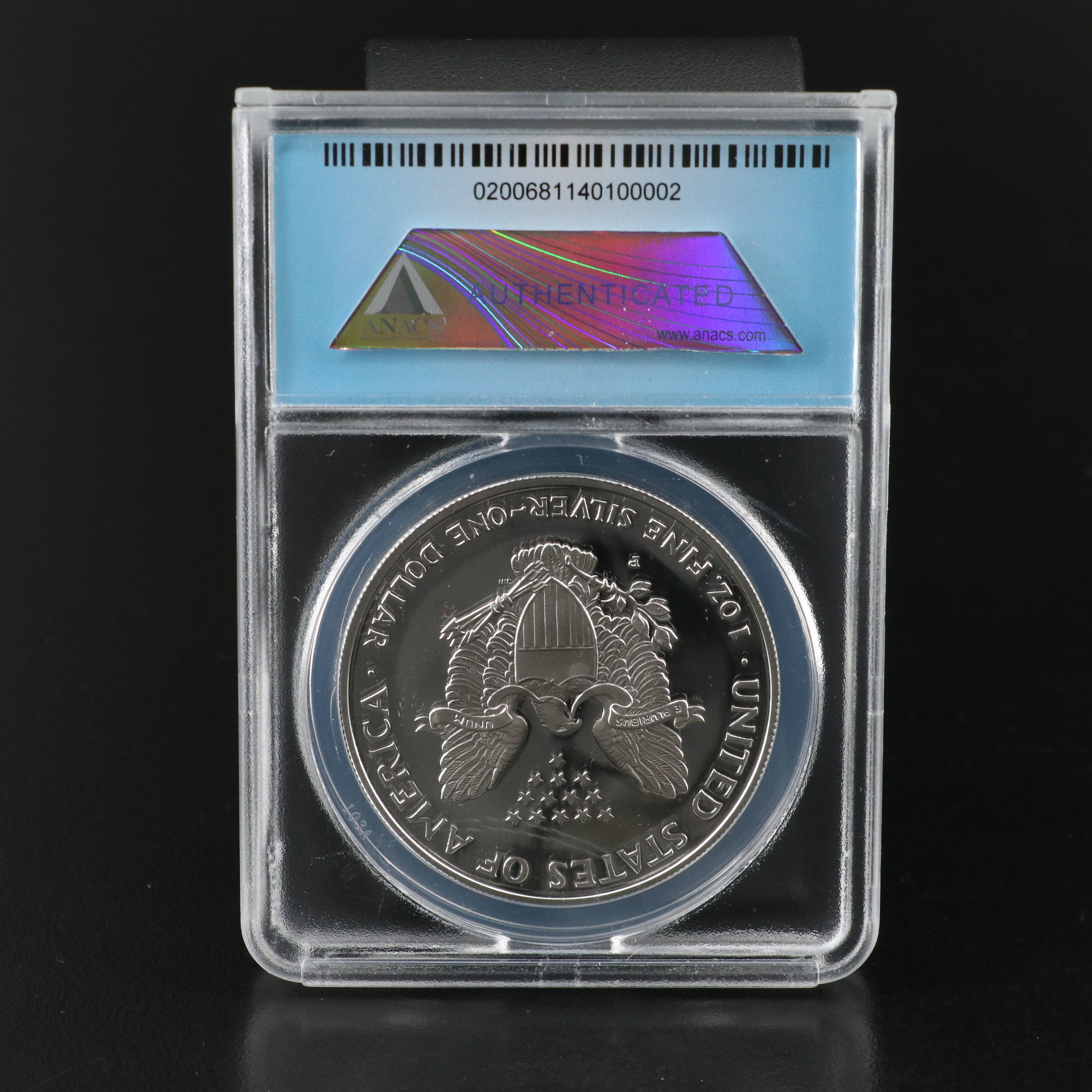 ANACS Graded PR70 DCAM 1999-P $1 U.S. Silver Eagle Proof Coin