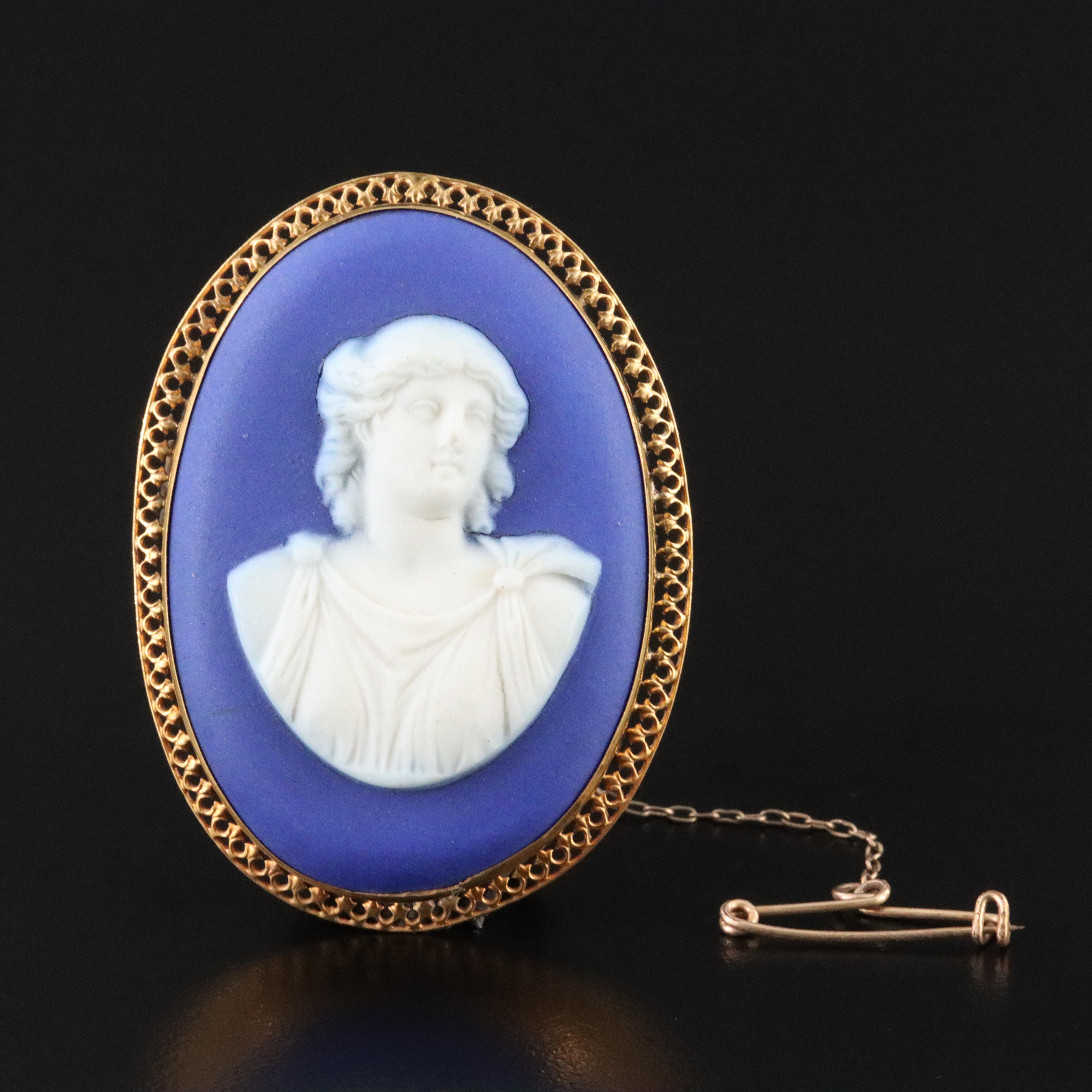 Antique Wedgwood Jasperware Cameo Brooch