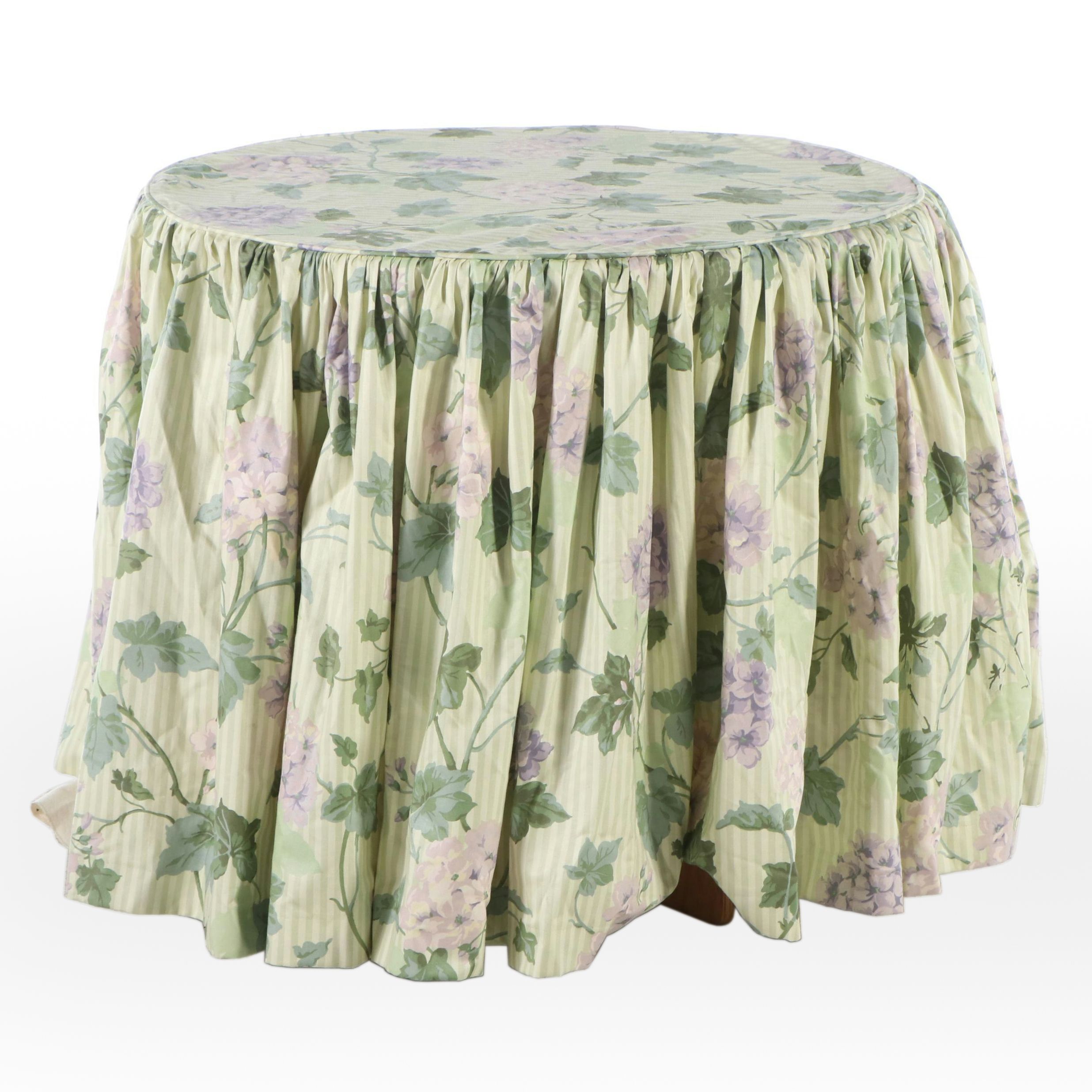 Hydrangea Floral Skirted Wood End Table