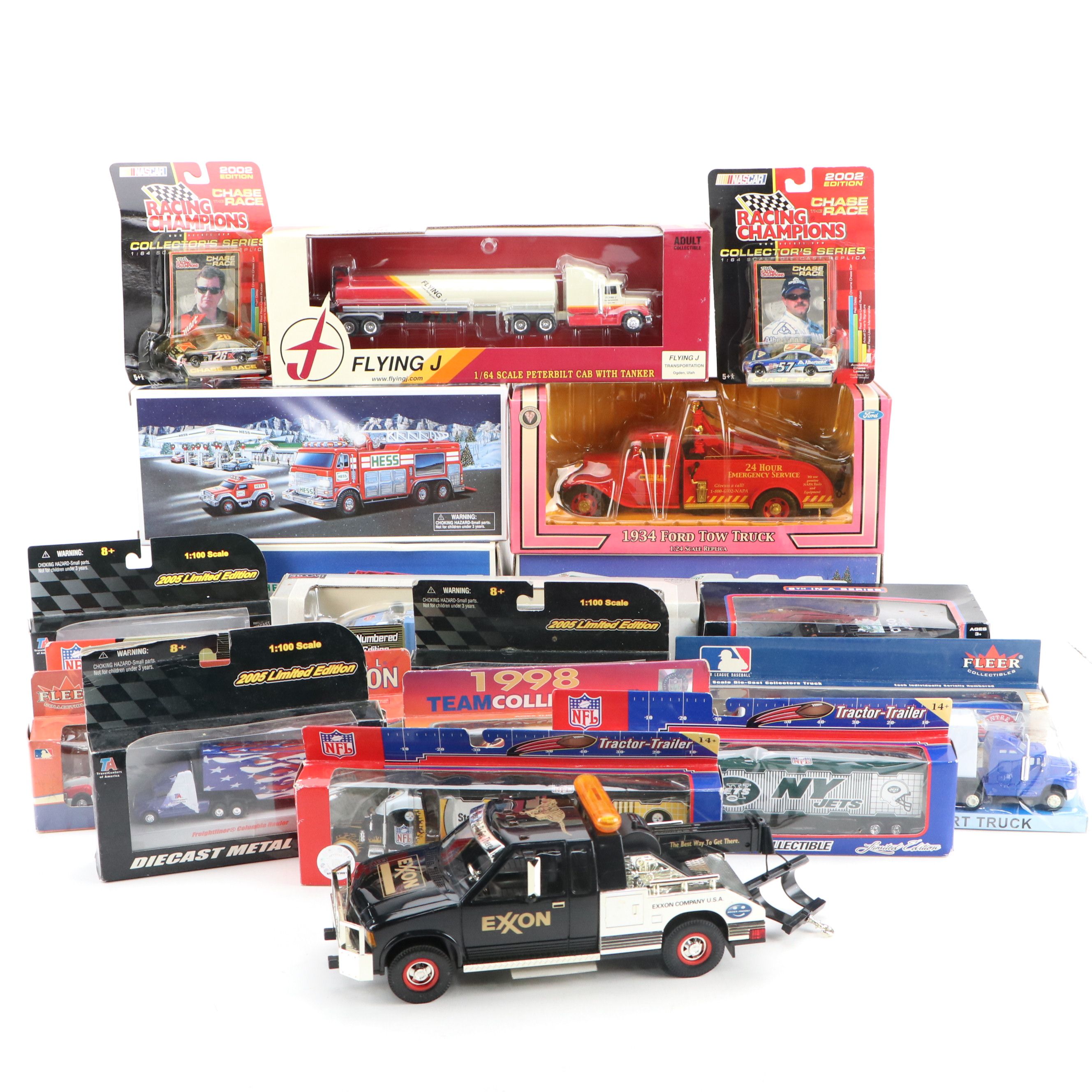 NAPA, Hess, and Other Toy Trucks with Toy Cars, Late 20th-Early 21st Century
