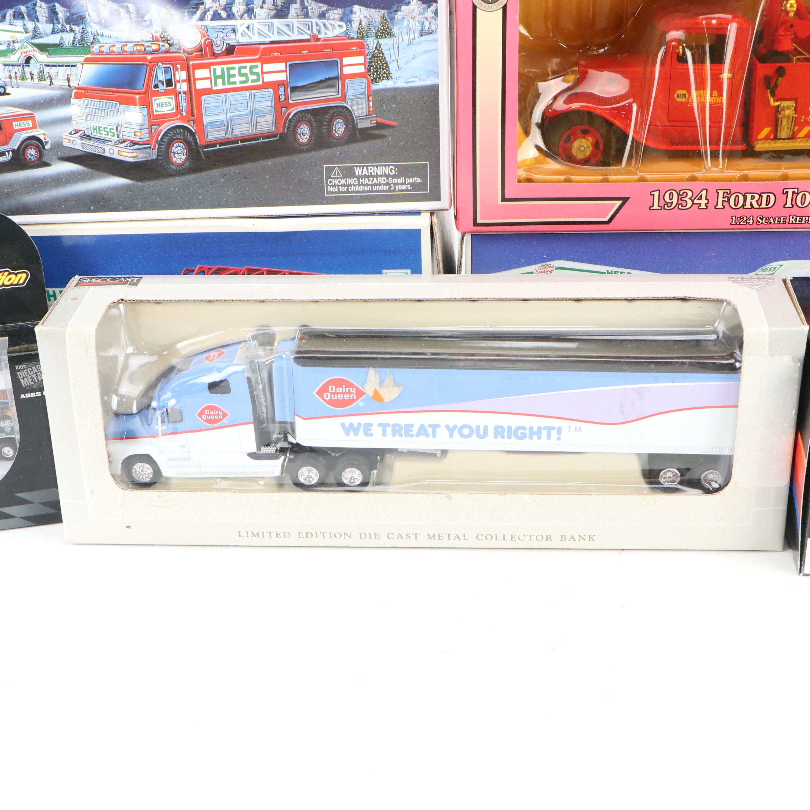 NAPA, Hess, and Other Toy Trucks with Toy Cars, Late 20th-Early 21st Century