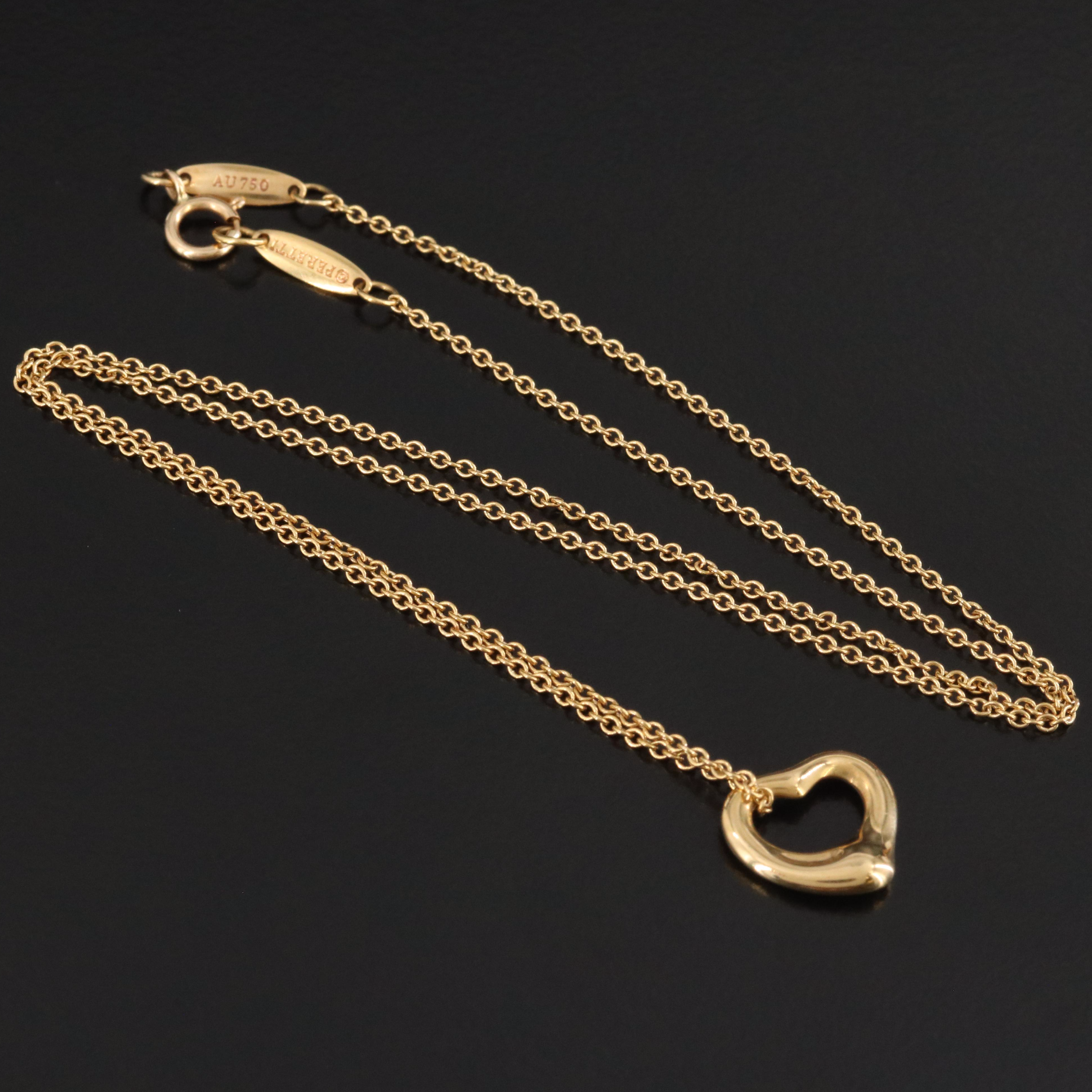 Elsa Peretti for Tiffany & Co. Open Heart 18K Pendant Necklace