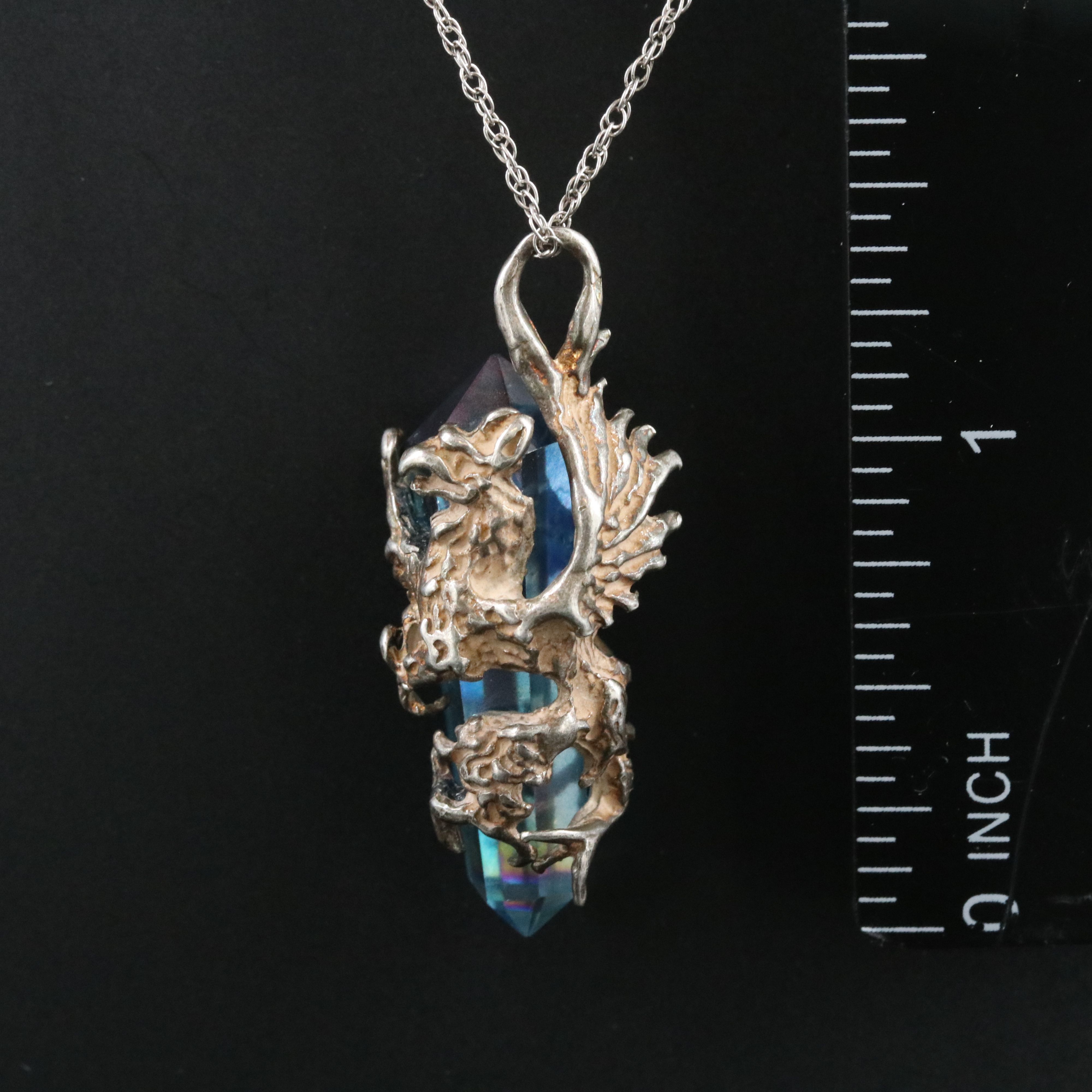 Sterling Quartz Griffin Pendant Necklace