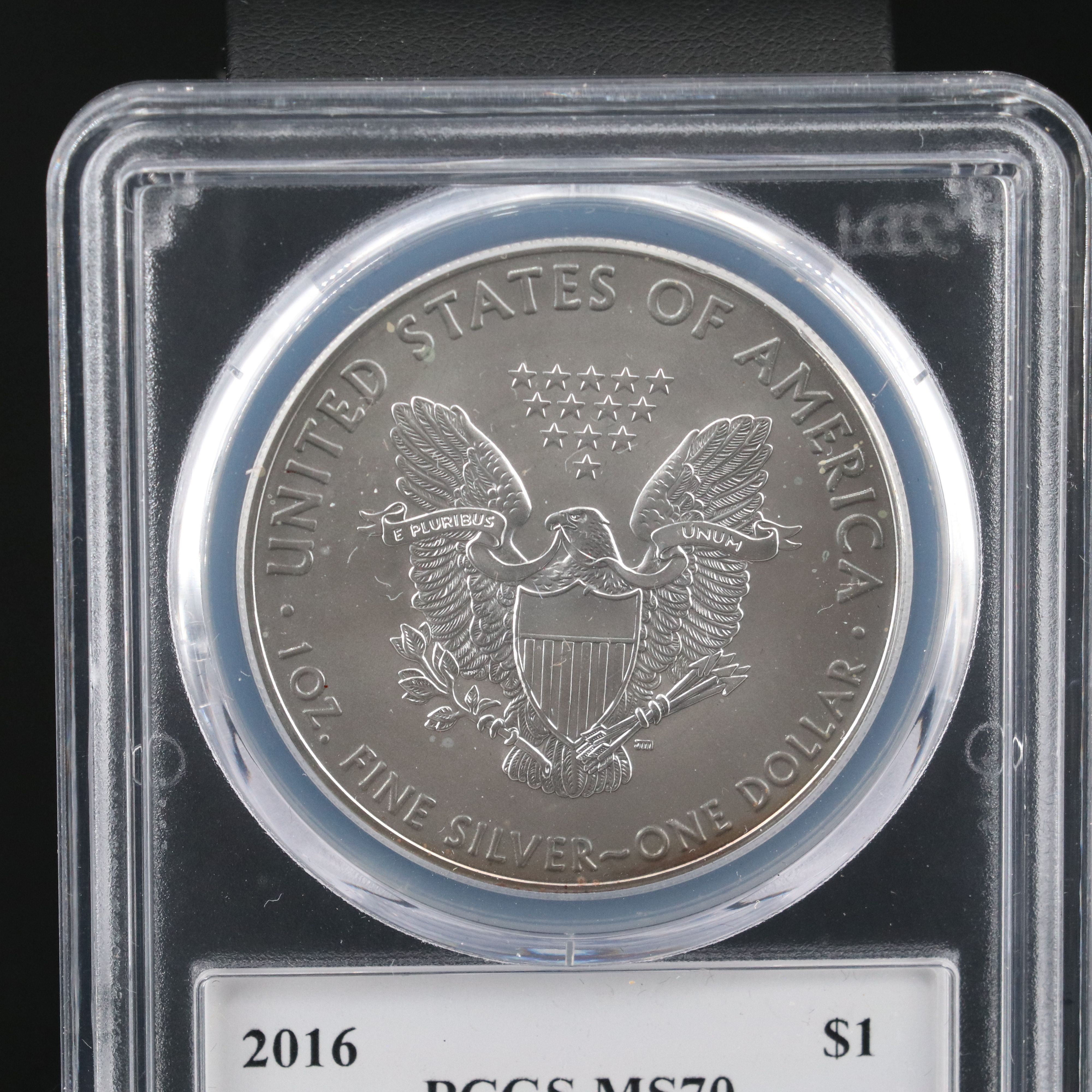 PCGS Graded MS70 2016 $1 American Silver Eagle Signed by Moy