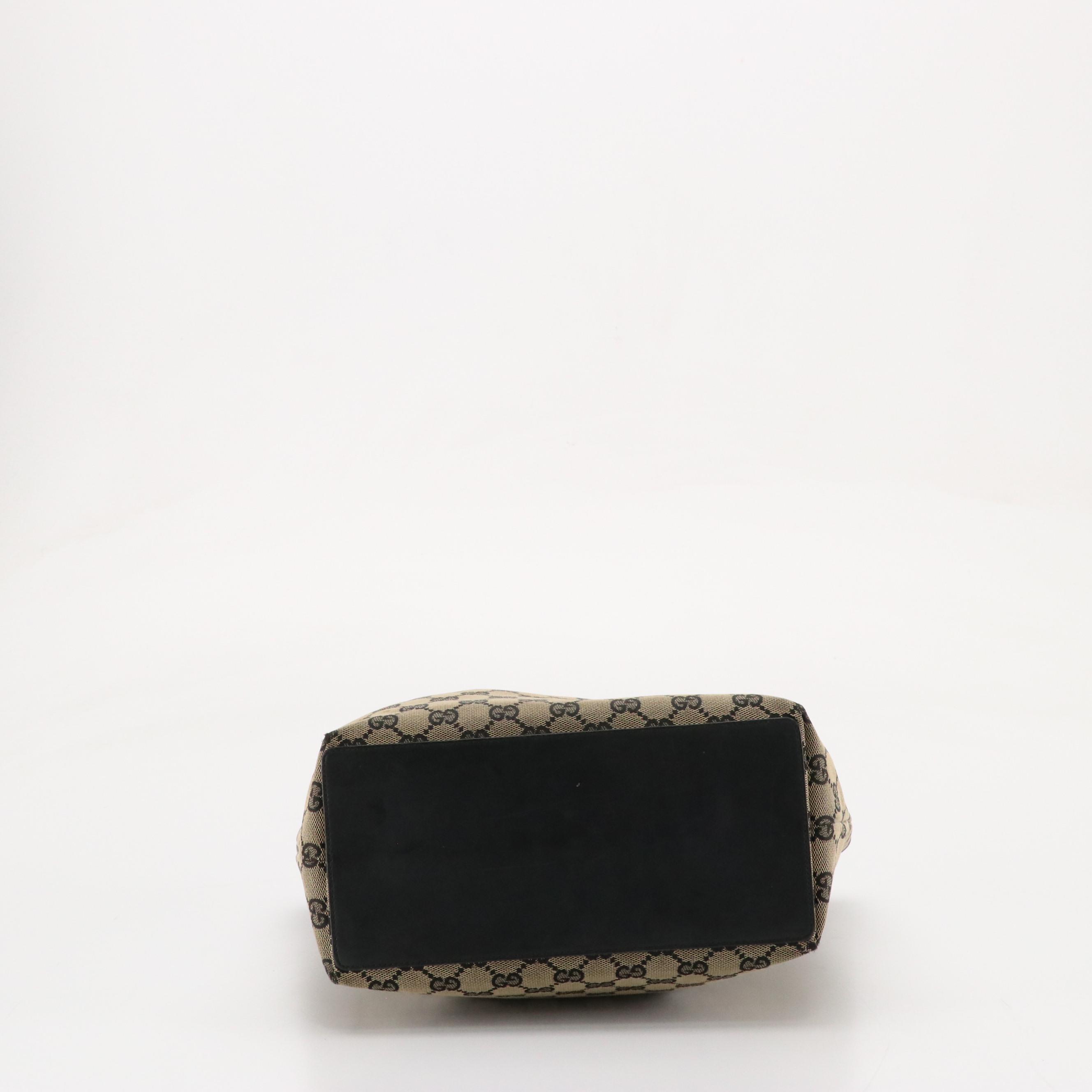 Gucci Vertical Tote in Navy Blue GG Canvas and Leather Trim