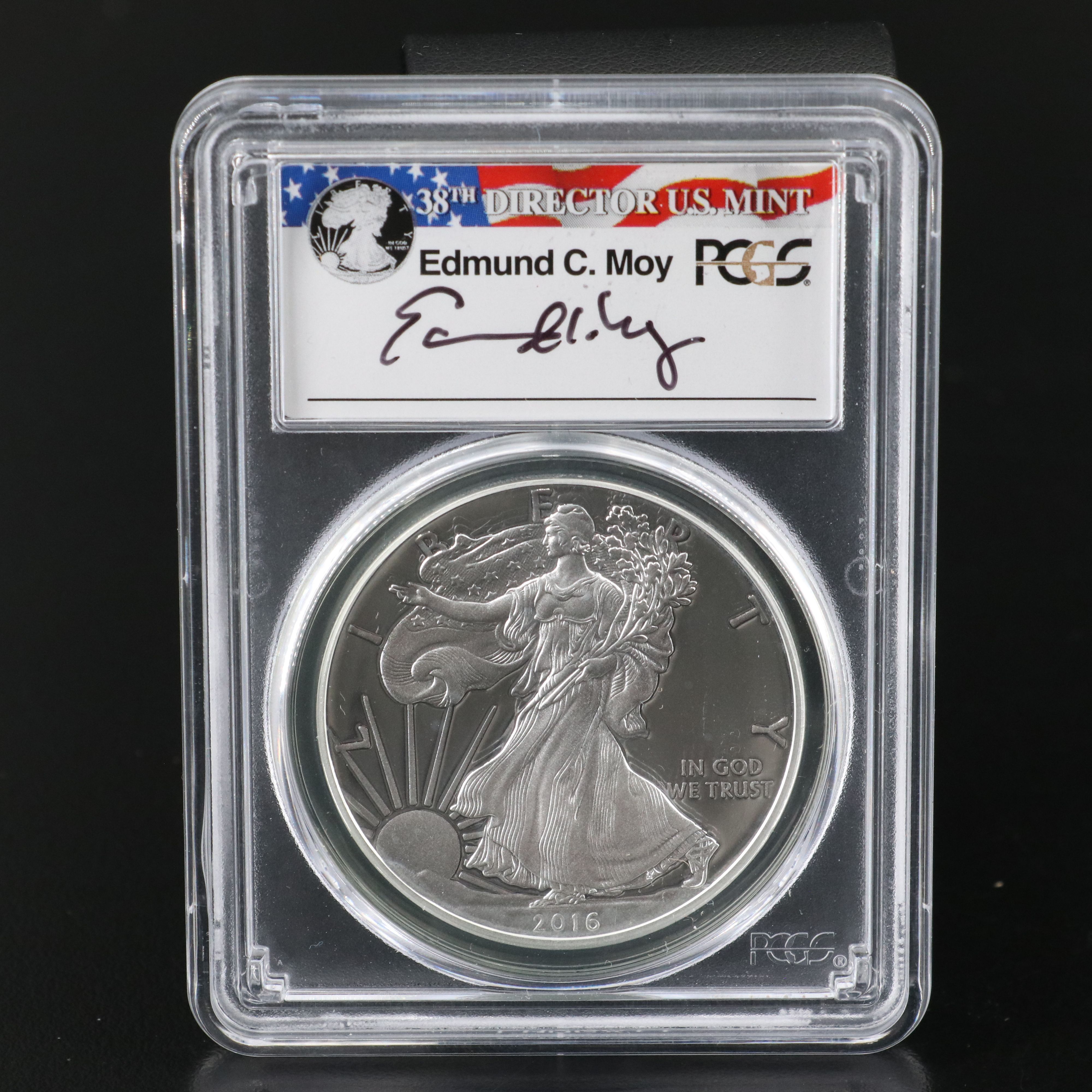PCGS Graded PR70 DCAM 2016-W $1 Silver Eagle (Moy Signed)