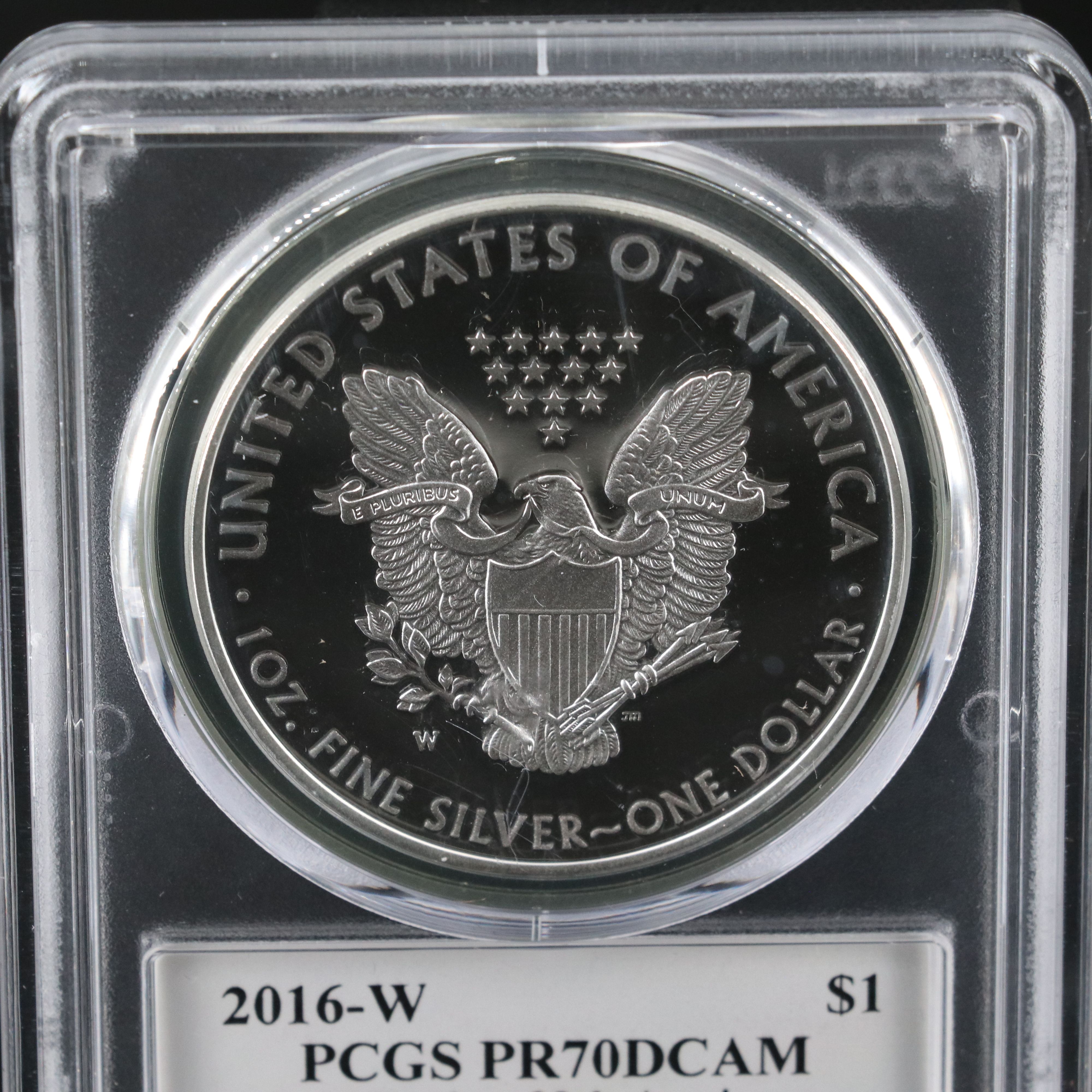 PCGS Graded PR70 DCAM 2016-W $1 Silver Eagle (Moy Signed)