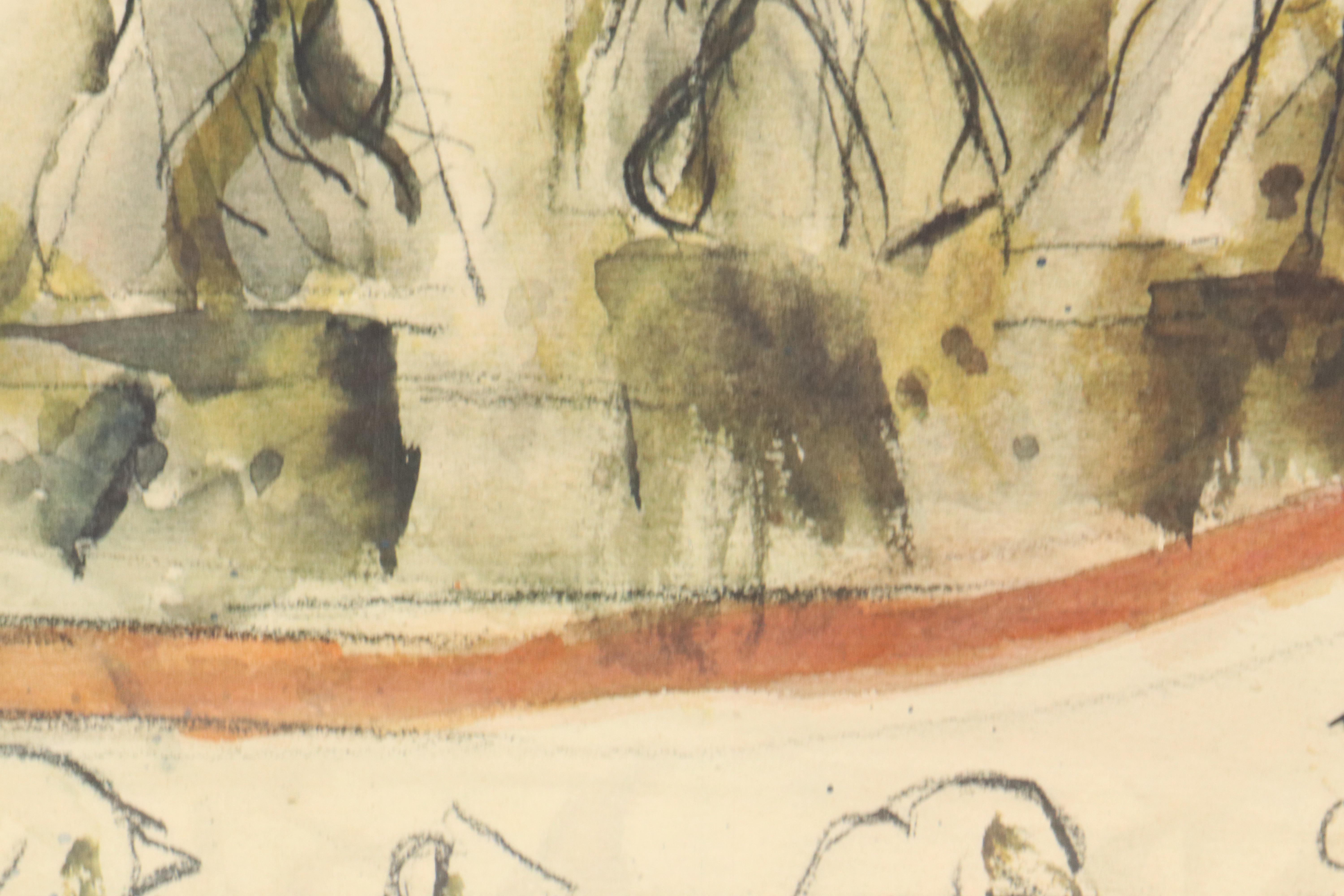 Collotype After John Marin "Circus Elephants," Mid to Late 20th C.