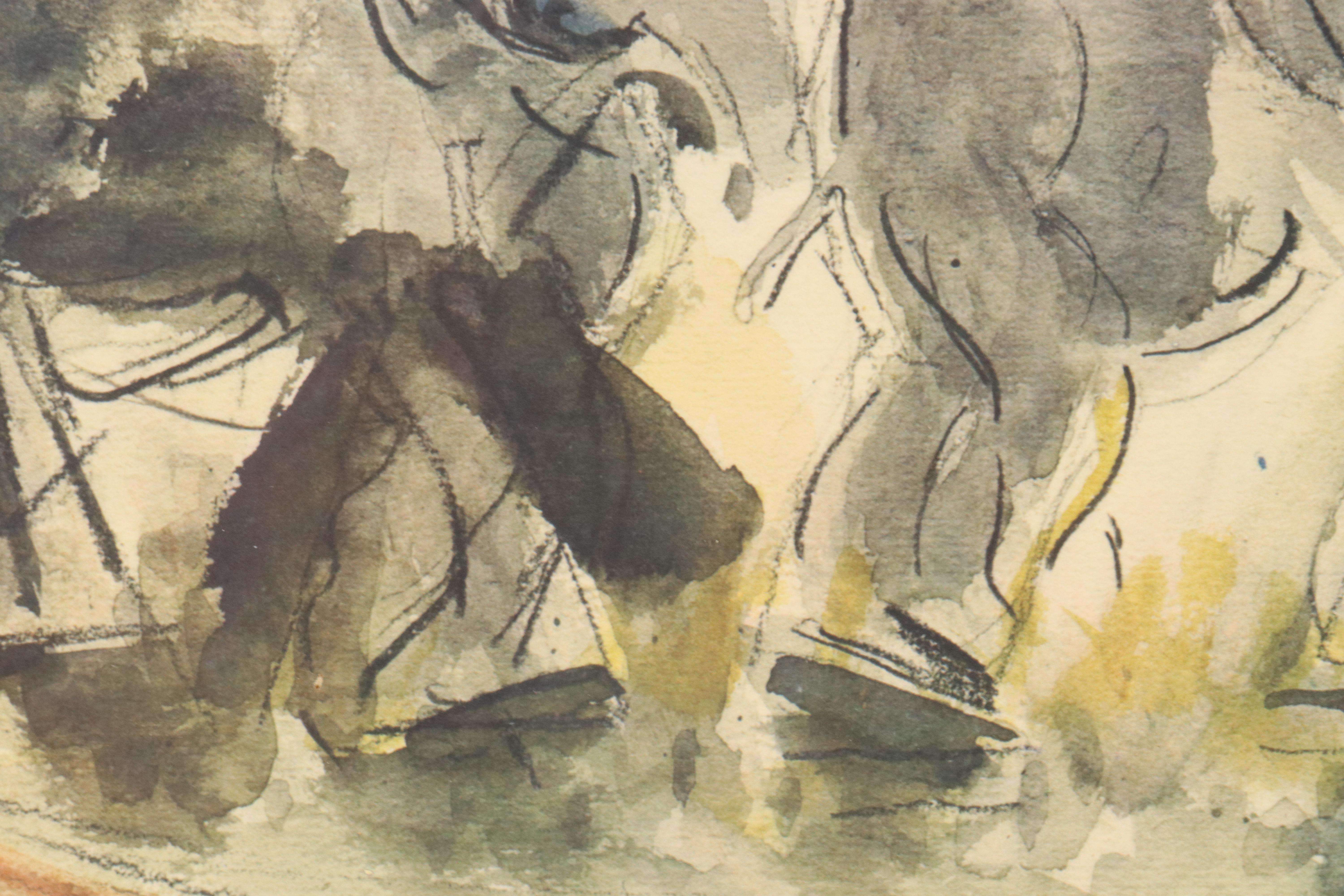 Collotype After John Marin "Circus Elephants," Mid to Late 20th C.